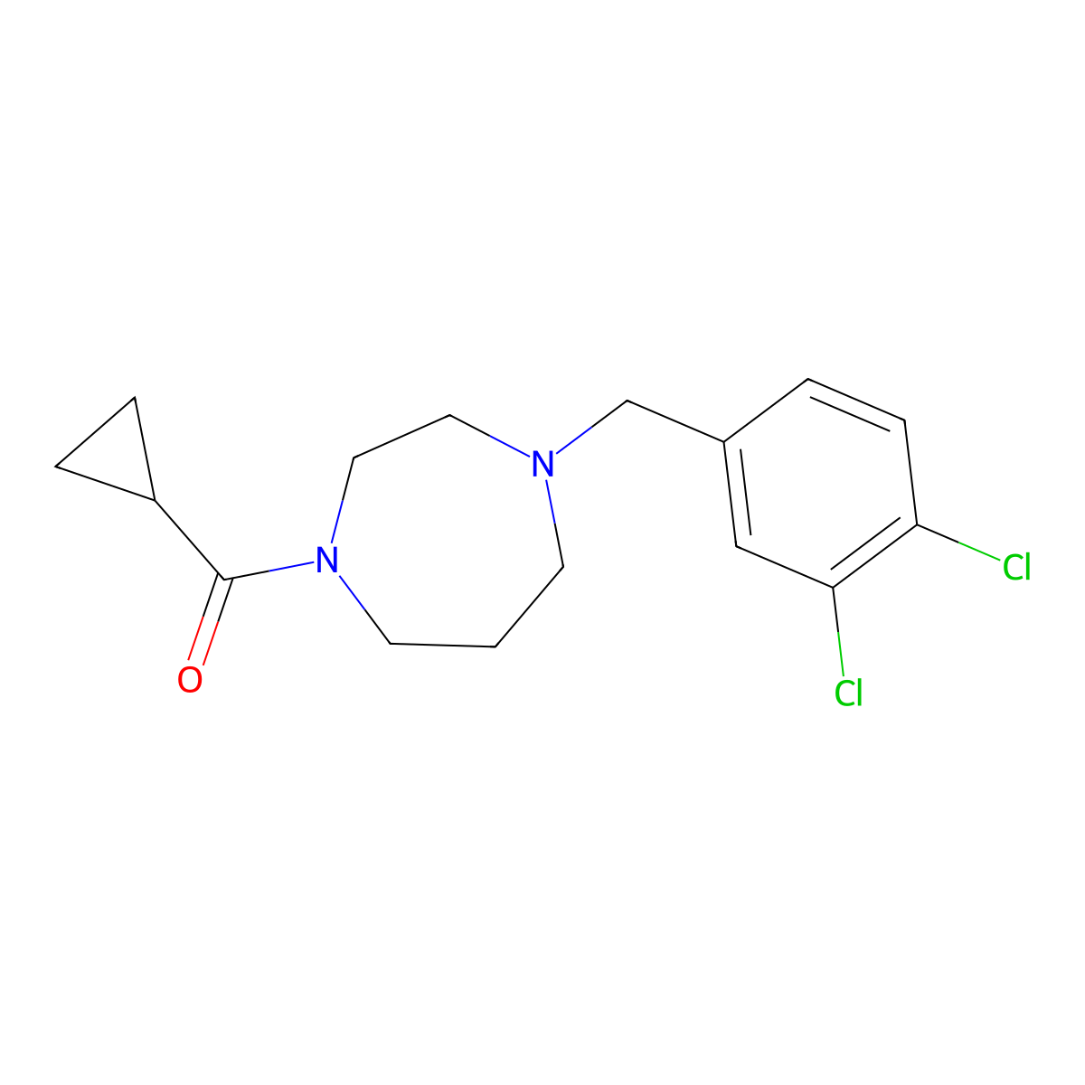 1-Cyclopropanecarbonyl-4-[(3,4-dichlorophenyl)methyl]-1,4-diazepane molecular structure, CAS 2877659-88-4