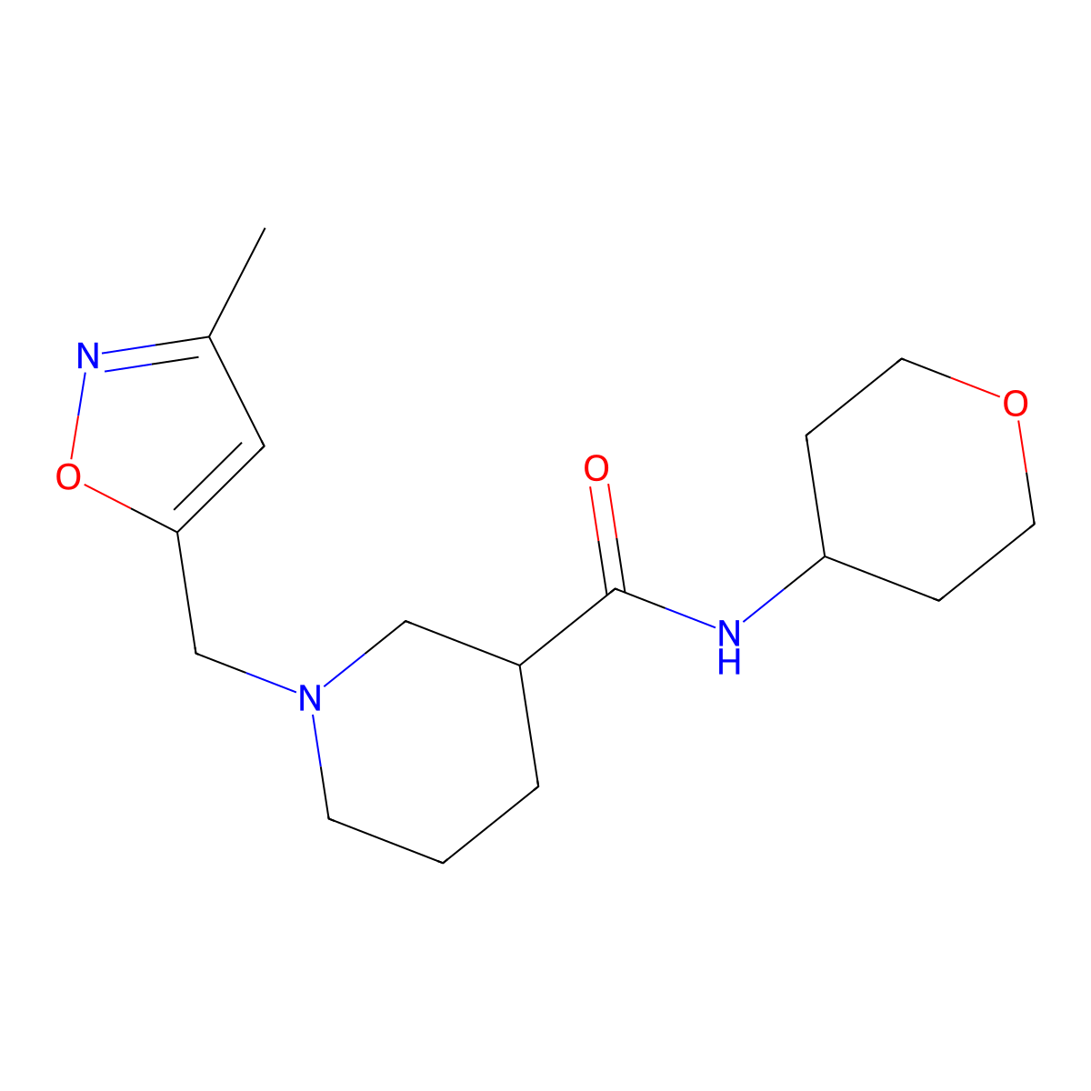 1-[(3-methyl-1,2-oxazol-5-yl)methyl]-N-(oxan-4-yl)piperidine-3-carboxamide molecular structure, CAS 2877659-89-5