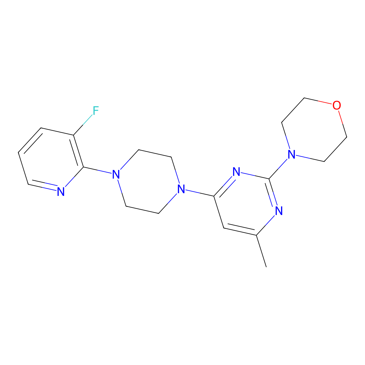 4-{4-[4-(3-Fluoropyridin-2-yl)piperazin-1-yl]-6-methylpyrimidin-2-yl}morpholine molecular structure, CAS 2877659-92-0