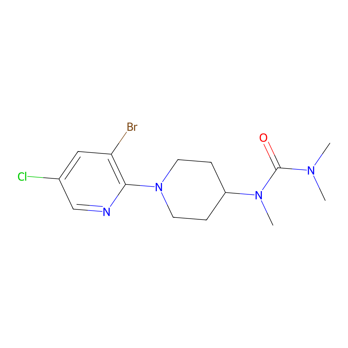 1-[1-(3-Bromo-5-chloropyridin-2-yl)piperidin-4-yl]-1,3,3-trimethylurea molecular structure, CAS 2877659-93-1