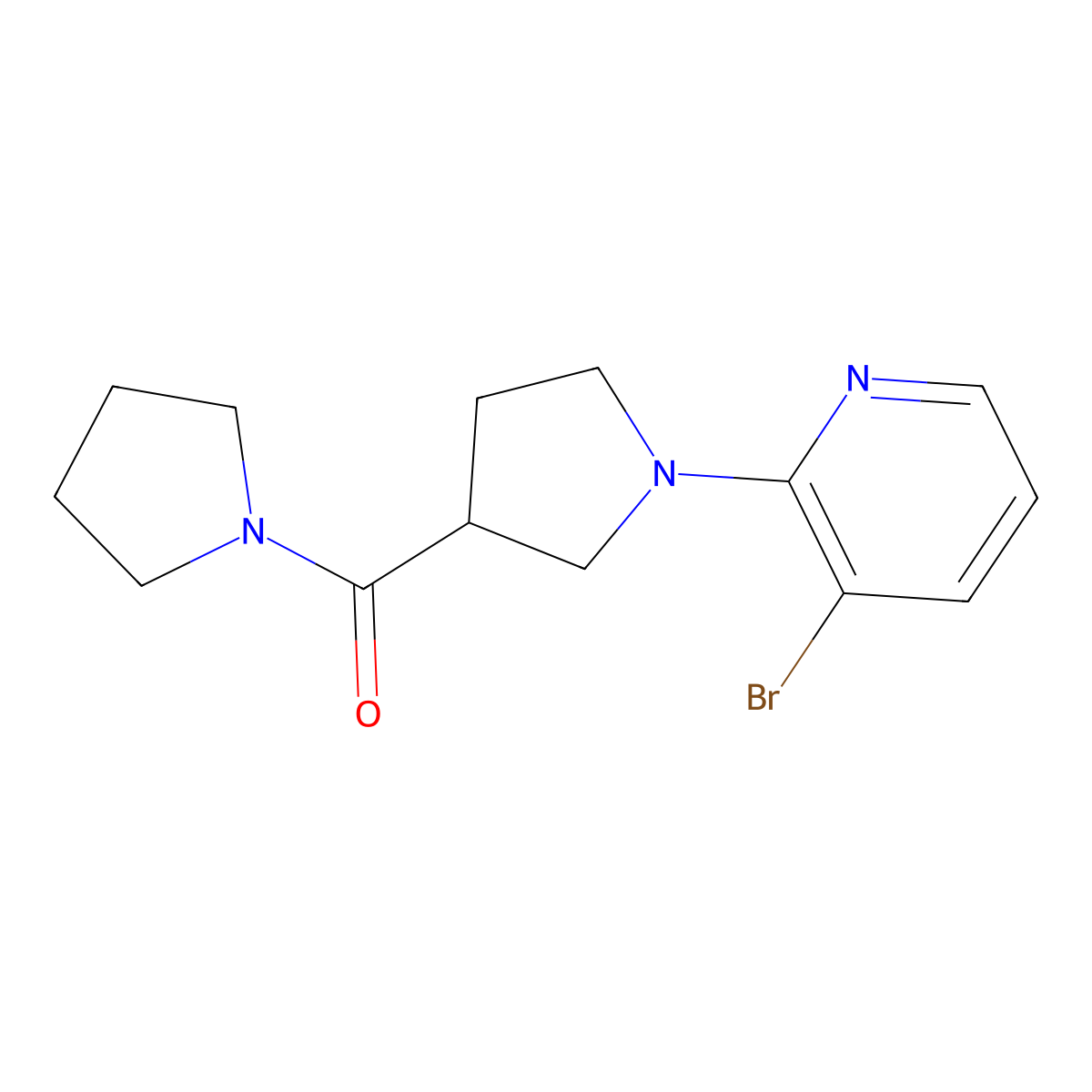 3-Bromo-2-[3-(pyrrolidine-1-carbonyl)pyrrolidin-1-yl]pyridine molecular structure, CAS 2877659-94-2