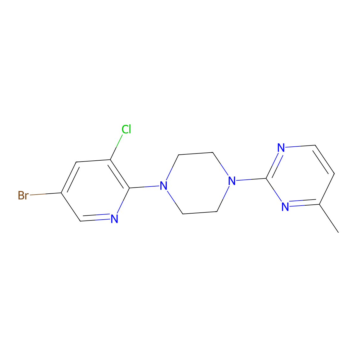 2-[4-(5-Bromo-3-chloropyridin-2-yl)piperazin-1-yl]-4-methylpyrimidine molecular structure, CAS 2877659-95-3