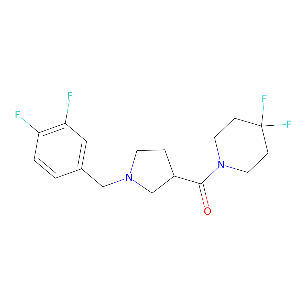 1-{1-[(3,4-Difluorophenyl)methyl]pyrrolidine-3-carbonyl}-4,4-difluoropiperidine molecular structure, CAS 2877660-01-8