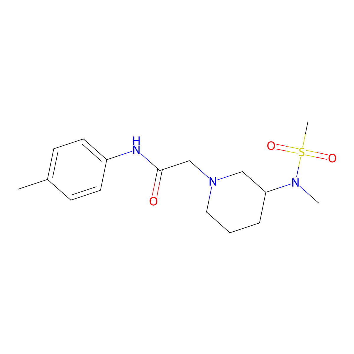 2-[3-(N-methylmethanesulfonamido)piperidin-1-yl]-N-(4-methylphenyl)acetamide molecular structure, CAS 2877660-10-9