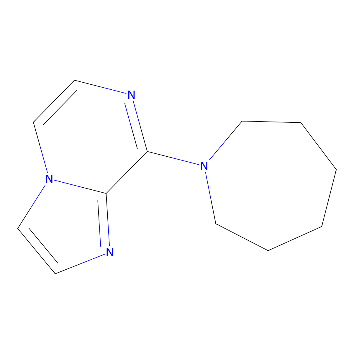 1-{Imidazo[1,2-a]pyrazin-8-yl}azepane molecular structure, CAS 2877660-12-1
