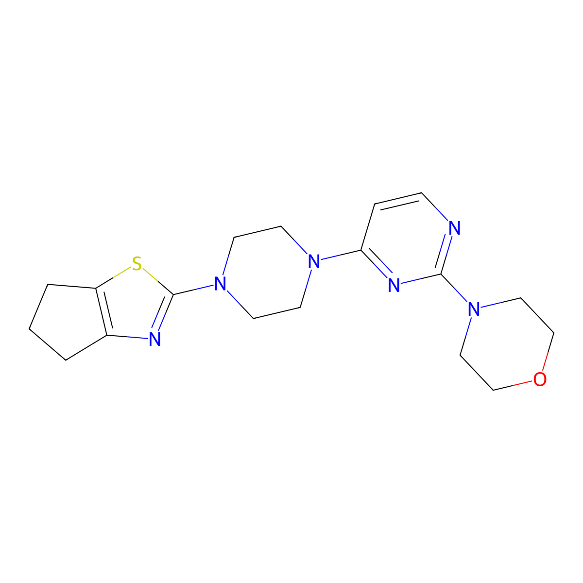 4-[4-(4-{4H,5H,6H-cyclopenta[d][1,3]thiazol-2-yl}piperazin-1-yl)pyrimidin-2-yl]morpholine molecular structure, CAS 2877660-13-2