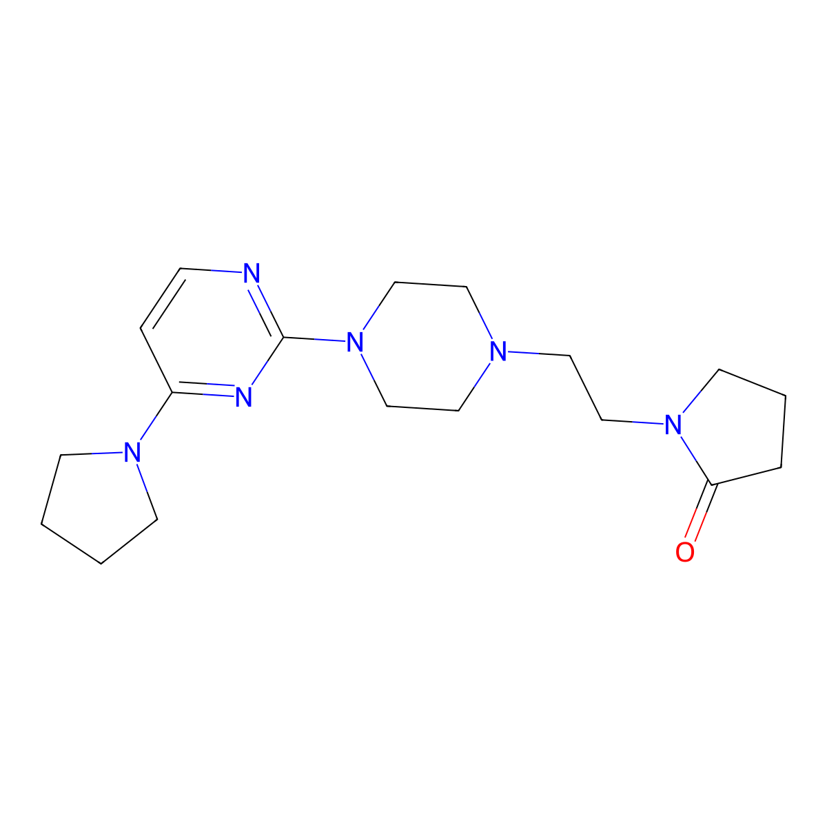 1-(2-{4-[4-(Pyrrolidin-1-yl)pyrimidin-2-yl]piperazin-1-yl}ethyl)pyrrolidin-2-one molecular structure, CAS 2877660-15-4