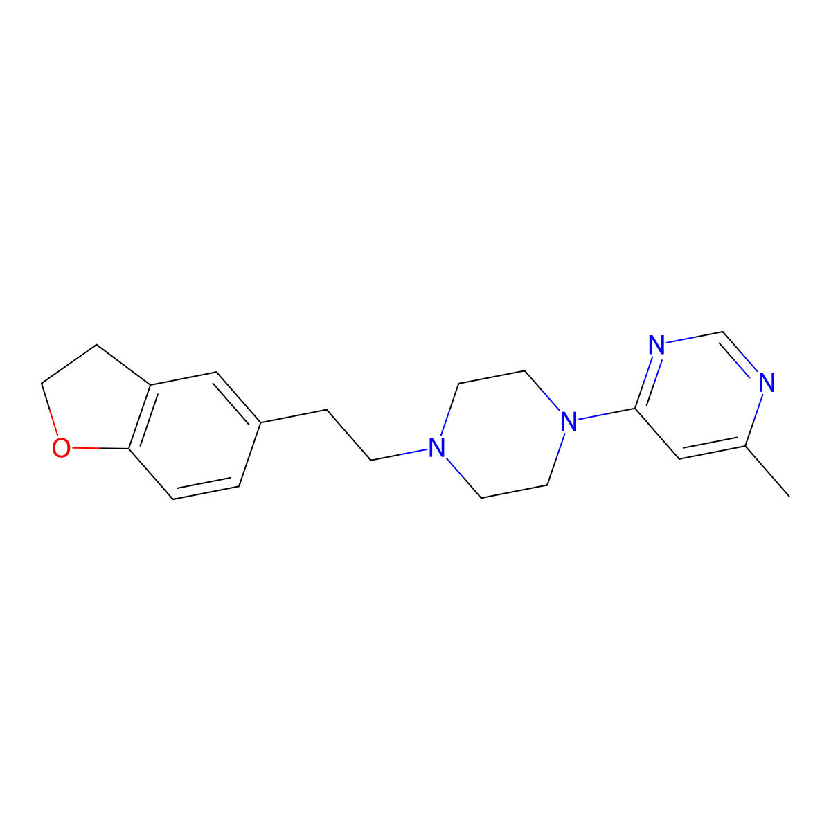 4-{4-[2-(2,3-Dihydro-1-benzofuran-5-yl)ethyl]piperazin-1-yl}-6-methylpyrimidine molecular structure, CAS 2877660-24-5