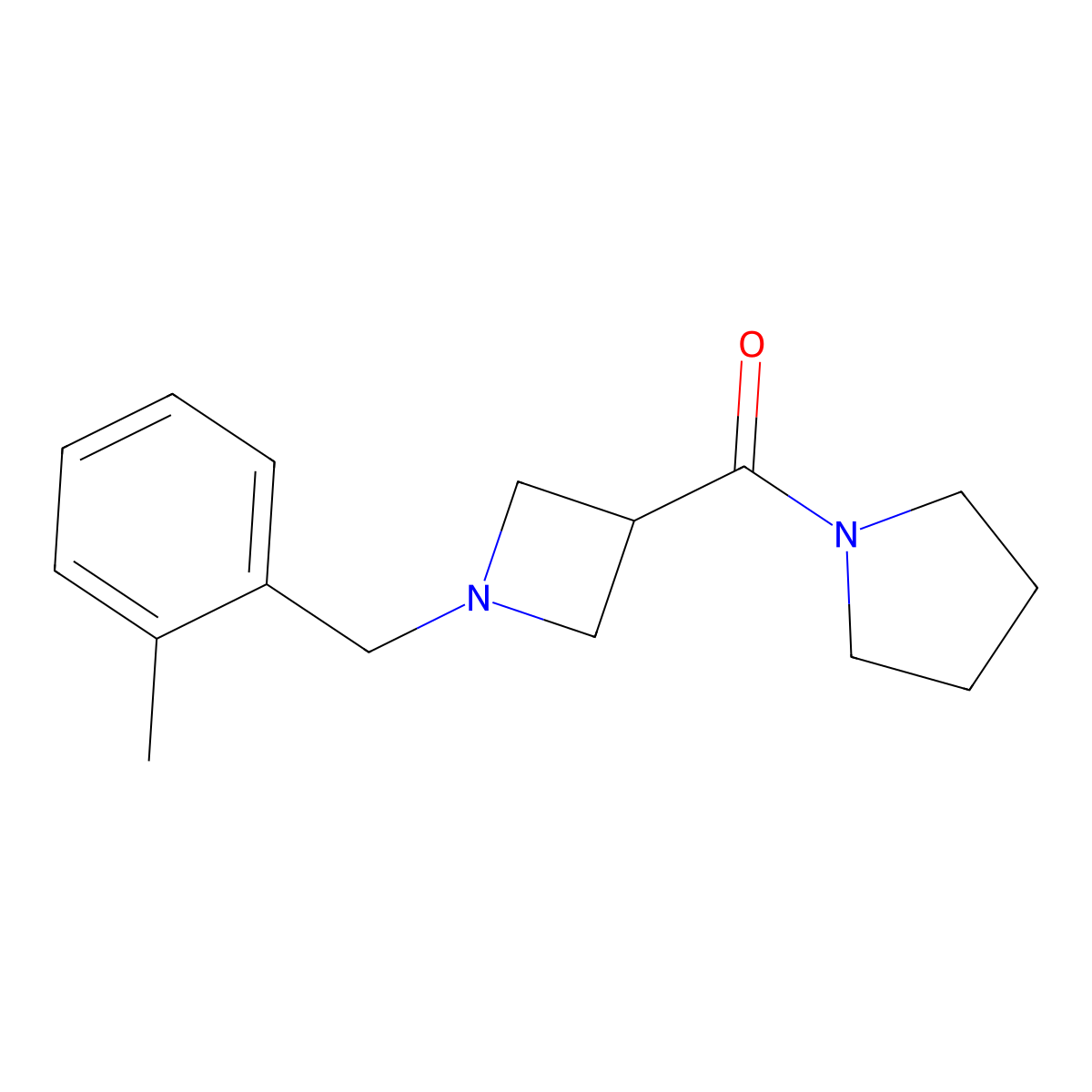 1-{1-[(2-Methylphenyl)methyl]azetidine-3-carbonyl}pyrrolidine molecular structure, CAS 2877660-27-8