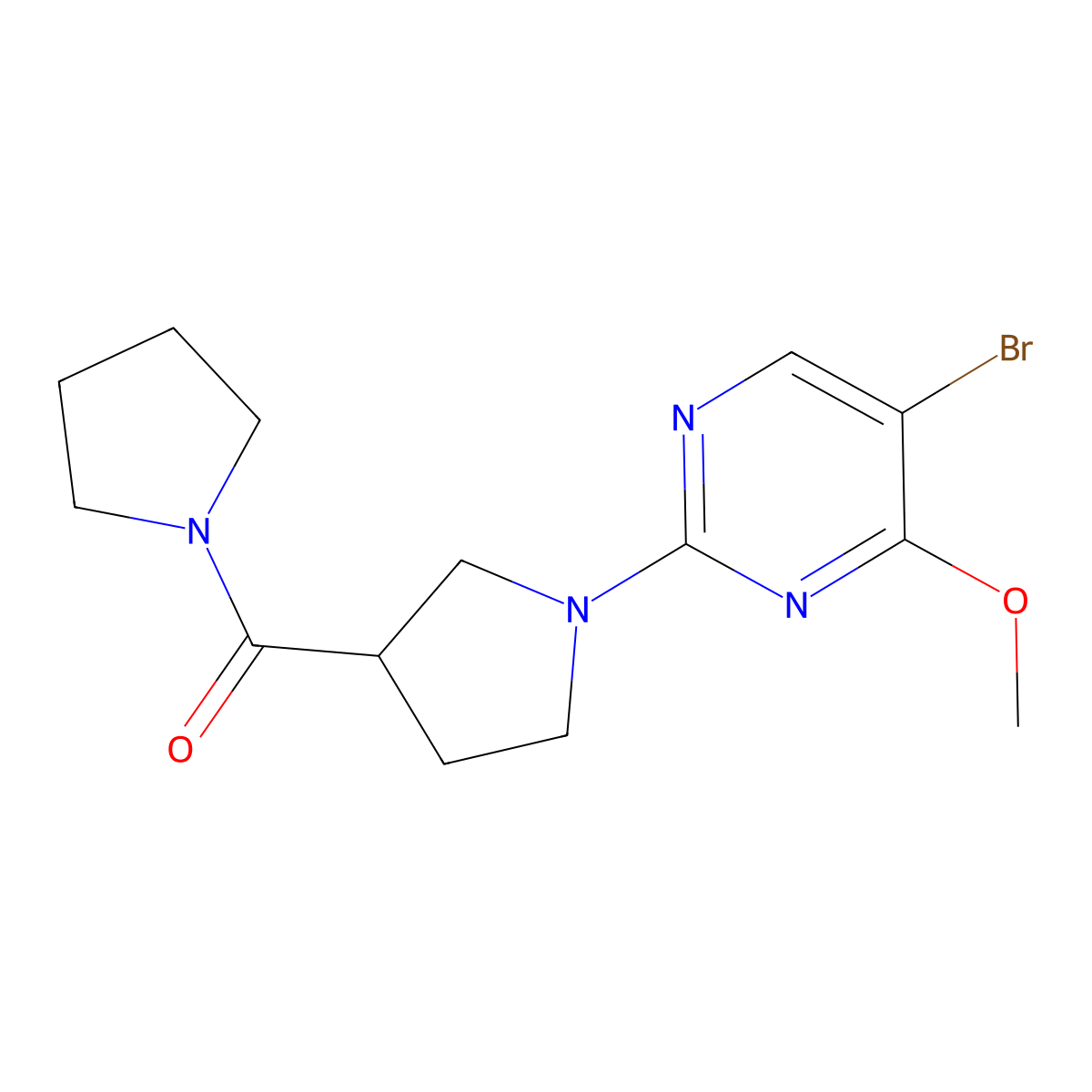 5-Bromo-4-methoxy-2-[3-(pyrrolidine-1-carbonyl)pyrrolidin-1-yl]pyrimidine molecular structure, CAS 2877662-91-2