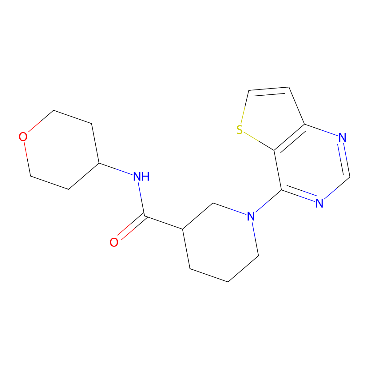N-(oxan-4-yl)-1-{thieno[3,2-d]pyrimidin-4-yl}piperidine-3-carboxamide molecular structure, CAS 2877662-94-5