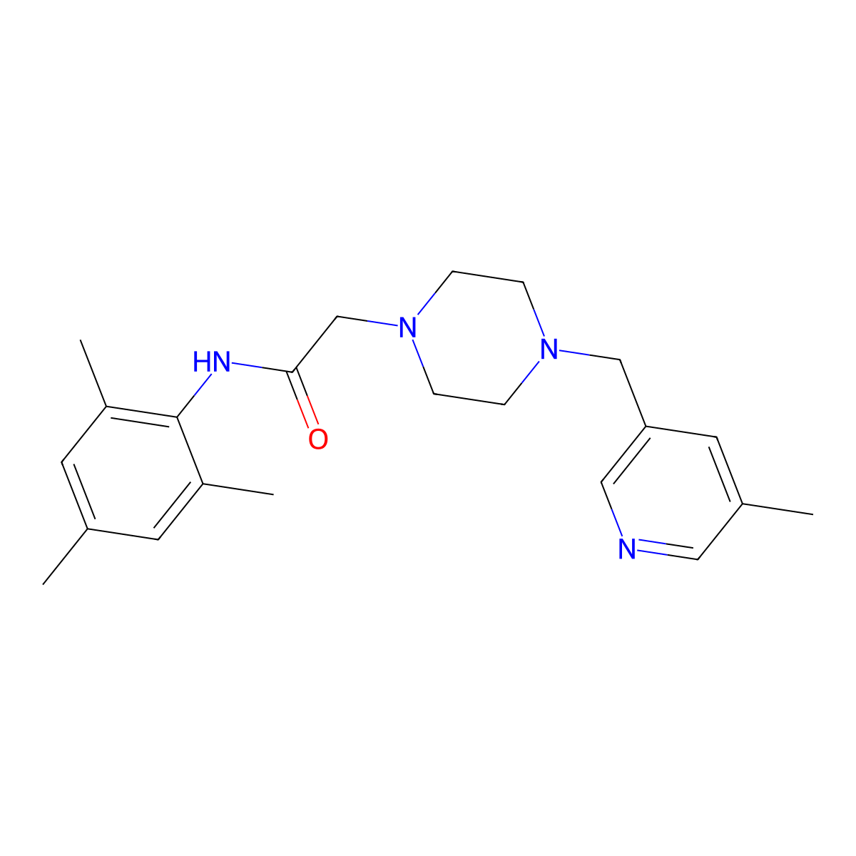 2-{4-[(5-methylpyridin-3-yl)methyl]piperazin-1-yl}-N-(2,4,6-trimethylphenyl)acetamide molecular structure, CAS 2877663-01-7