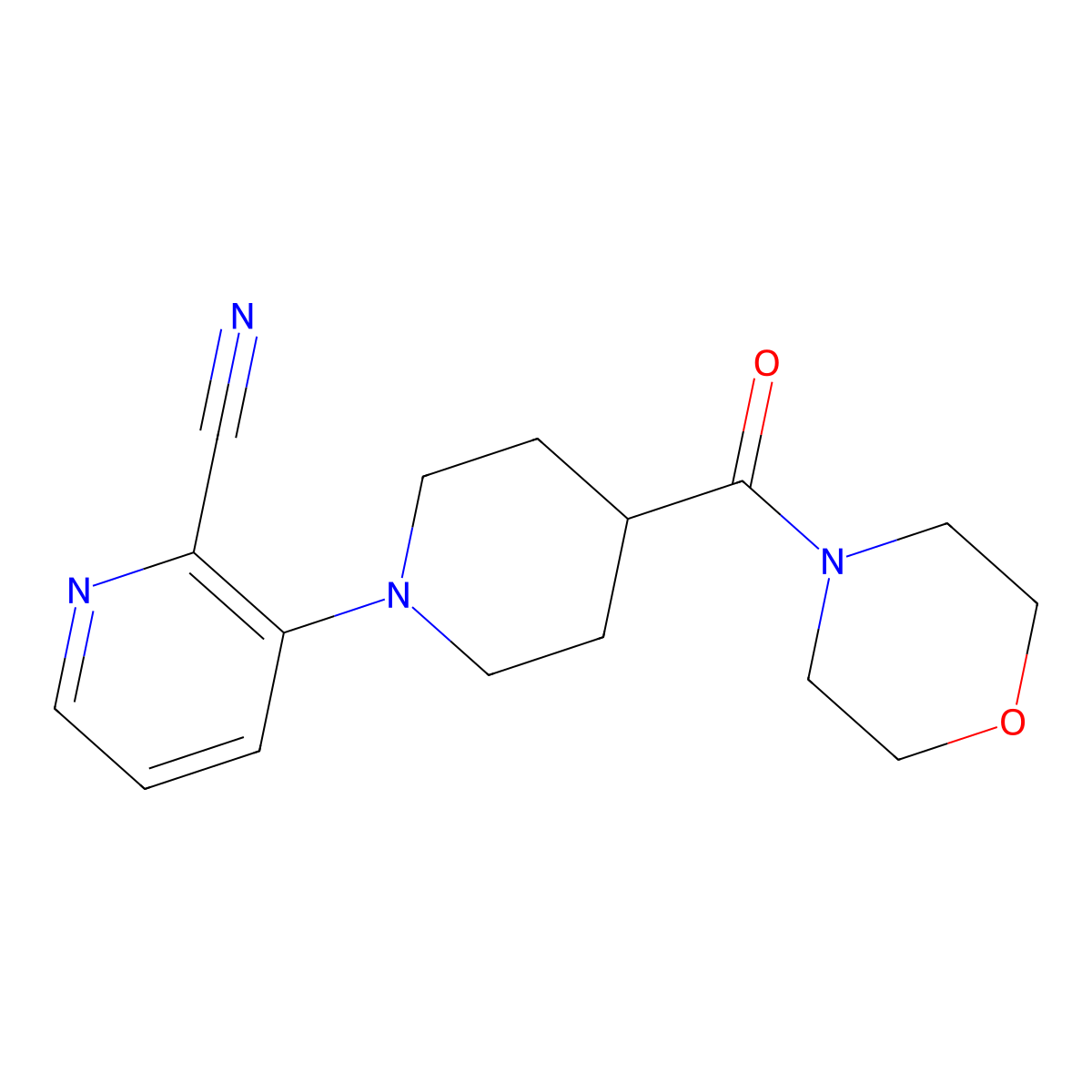 3-[4-(Morpholine-4-carbonyl)piperidin-1-yl]pyridine-2-carbonitrile molecular structure, CAS 2877663-03-9