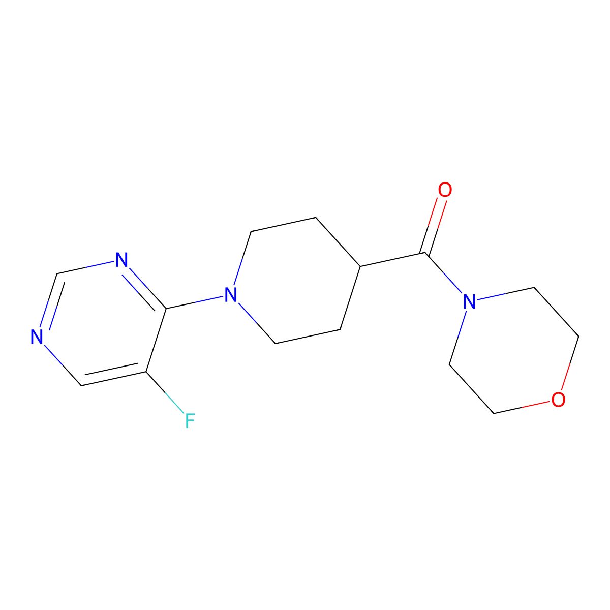 4-[1-(5-Fluoropyrimidin-4-yl)piperidine-4-carbonyl]morpholine molecular structure, CAS 2877663-05-1