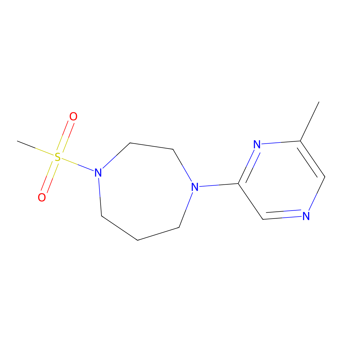1-Methanesulfonyl-4-(6-methylpyrazin-2-yl)-1,4-diazepane molecular structure, CAS 2877663-15-3