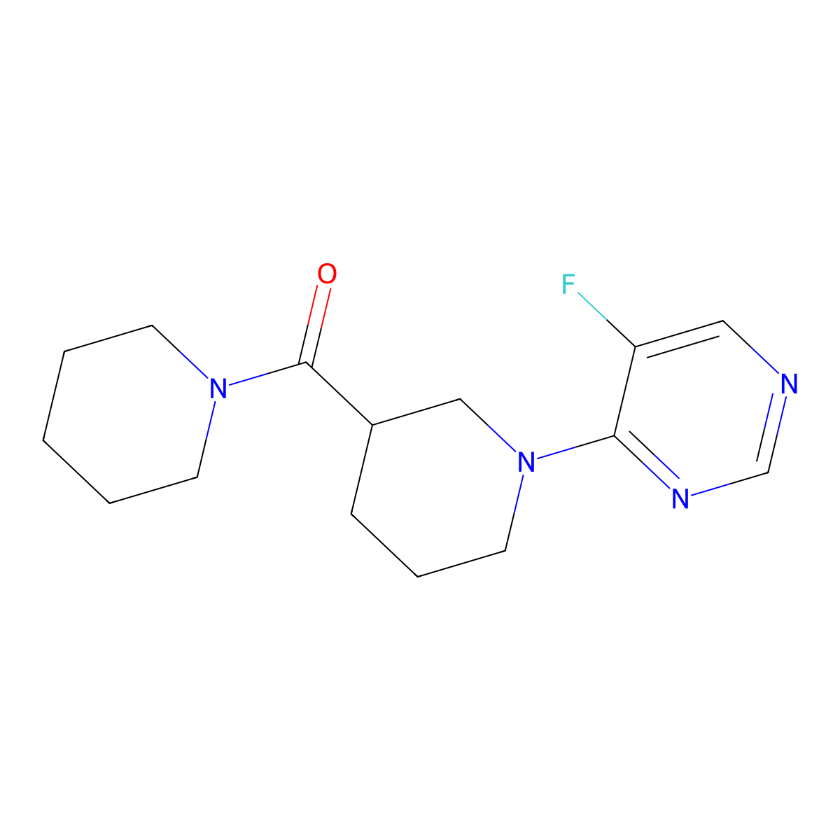 5-Fluoro-4-[3-(piperidine-1-carbonyl)piperidin-1-yl]pyrimidine molecular structure, CAS 2877663-17-5