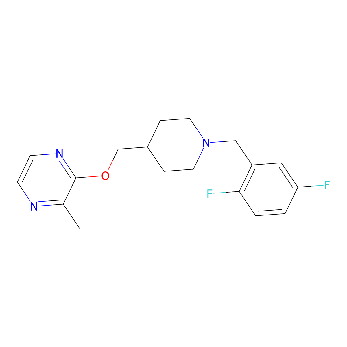 2-({1-[(2,5-Difluorophenyl)methyl]piperidin-4-yl}methoxy)-3-methylpyrazine molecular structure, CAS 2877663-31-3