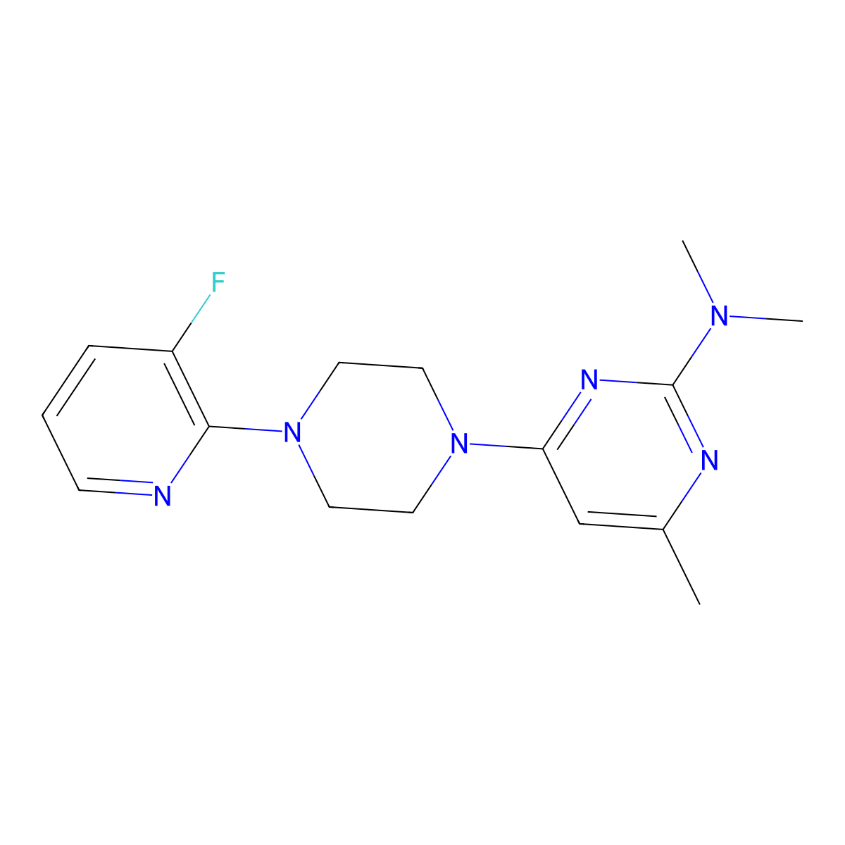4-[4-(3-fluoropyridin-2-yl)piperazin-1-yl]-N,N,6-trimethylpyrimidin-2-amine molecular structure, CAS 2877663-33-5