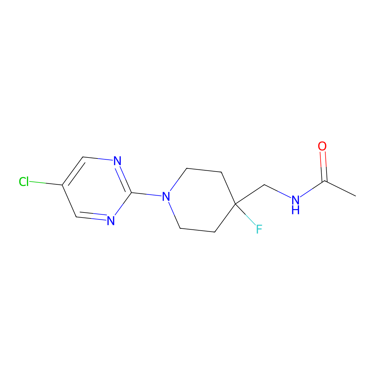 N-{[1-(5-chloropyrimidin-2-yl)-4-fluoropiperidin-4-yl]methyl}acetamide molecular structure, CAS 2877663-35-7