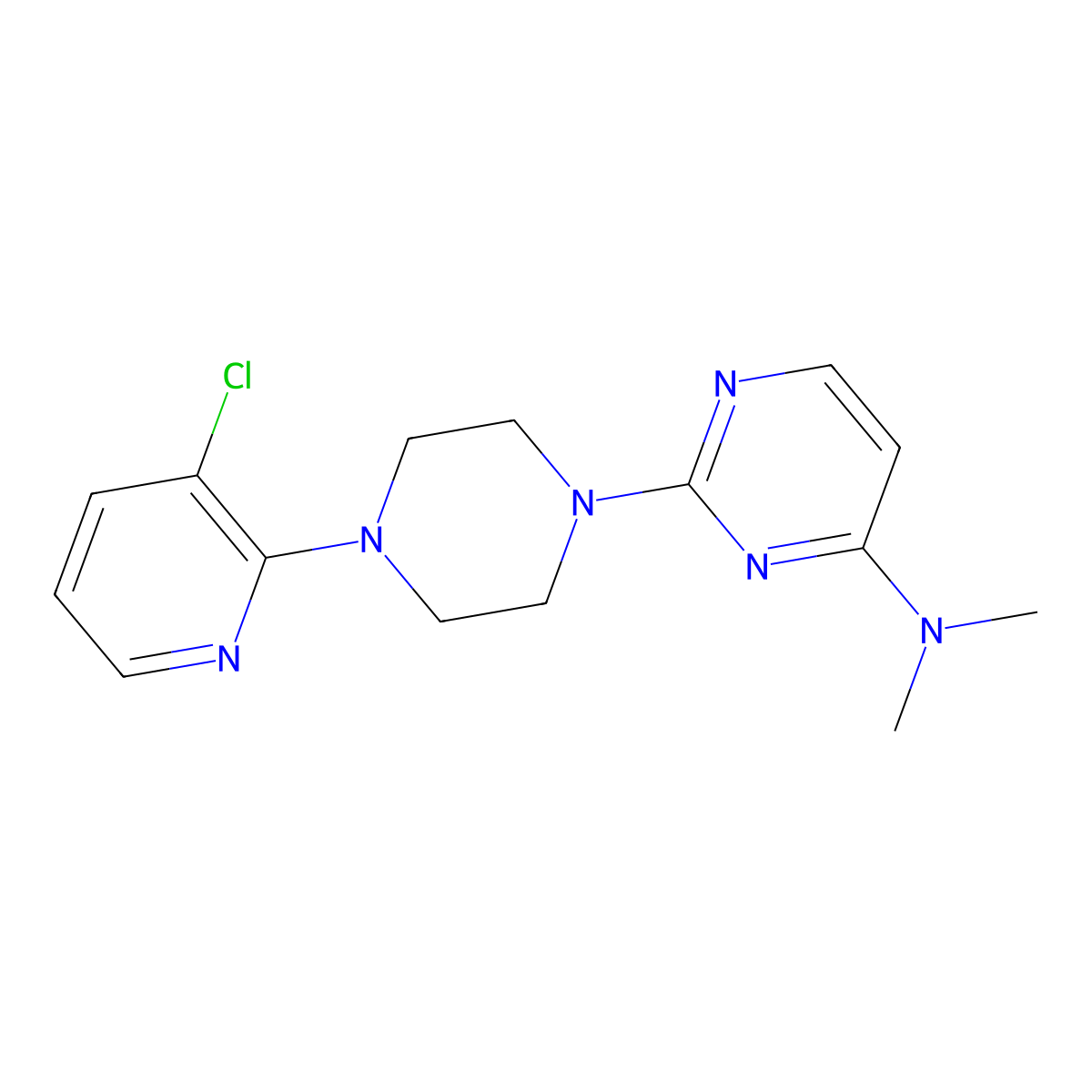 2-[4-(3-chloropyridin-2-yl)piperazin-1-yl]-N,N-dimethylpyrimidin-4-amine molecular structure, CAS 2877663-54-0