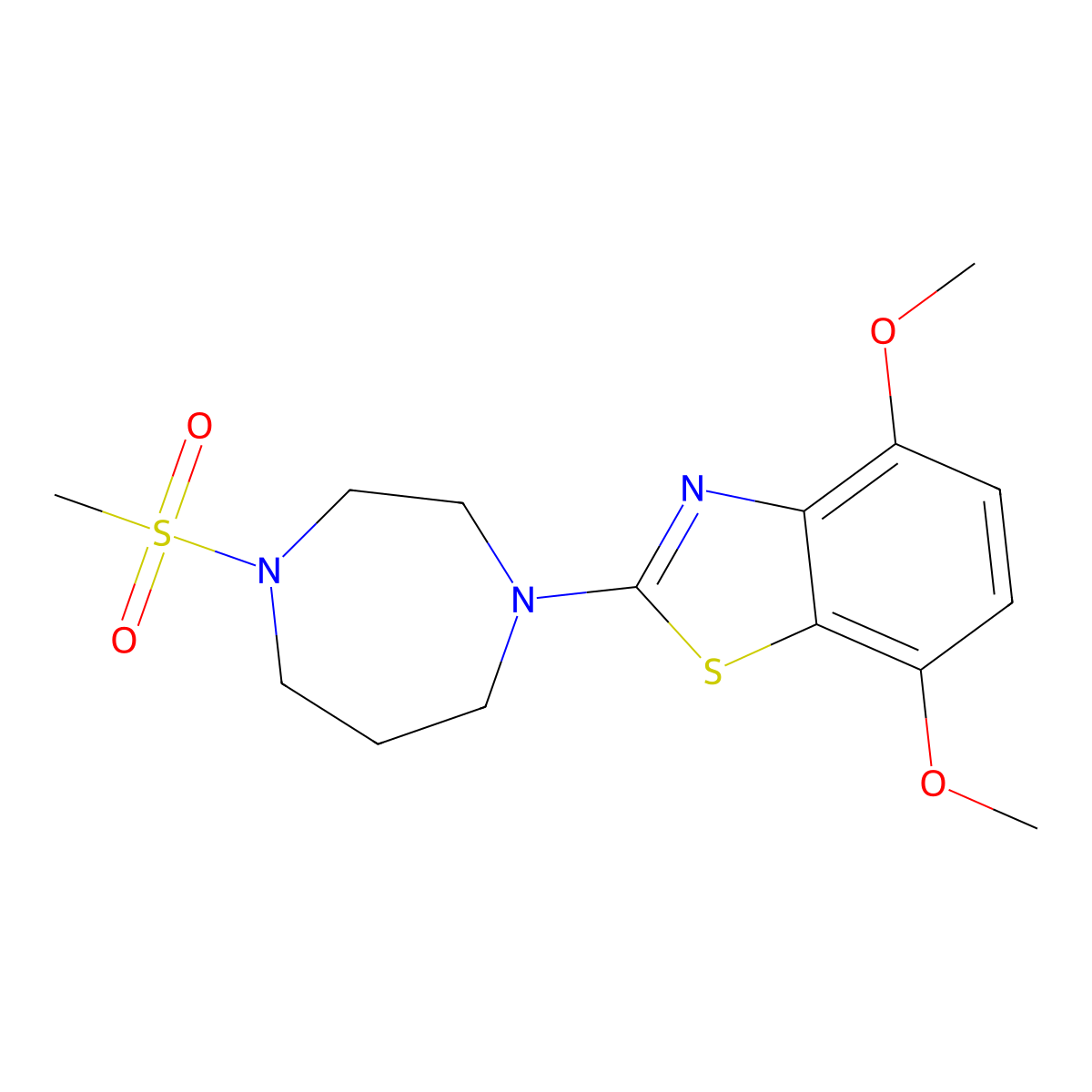 2-(4-Methanesulfonyl-1,4-diazepan-1-yl)-4,7-dimethoxy-1,3-benzothiazole molecular structure, CAS 2877663-55-1