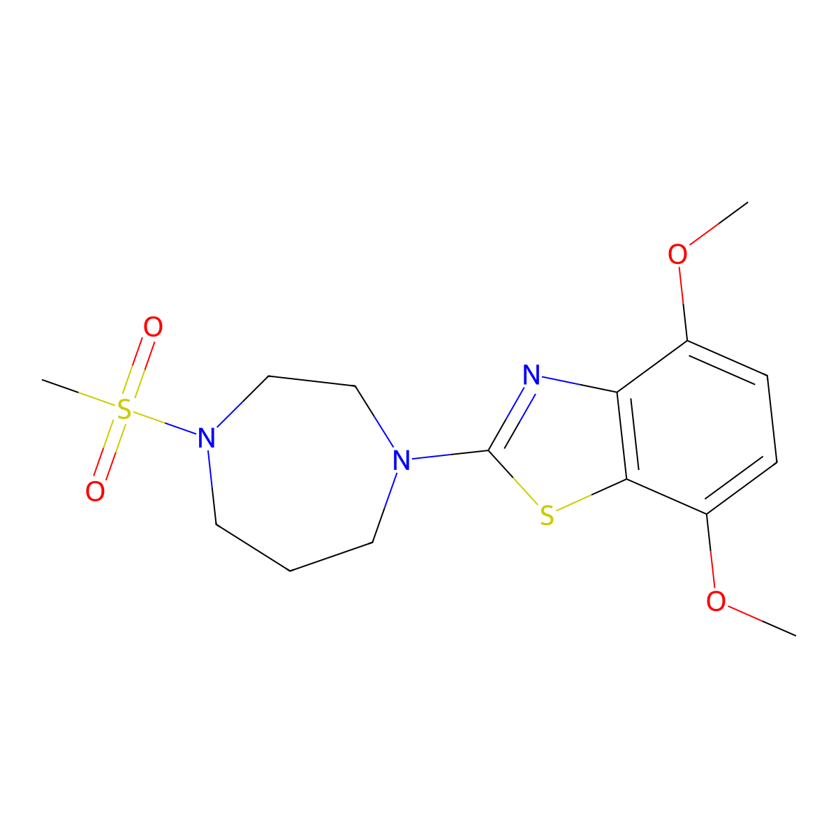 2-(4-Methanesulfonyl-1,4-diazepan-1-yl)-4,7-dimethoxy-1,3-benzothiazole molecular structure, CAS 2877663-55-1