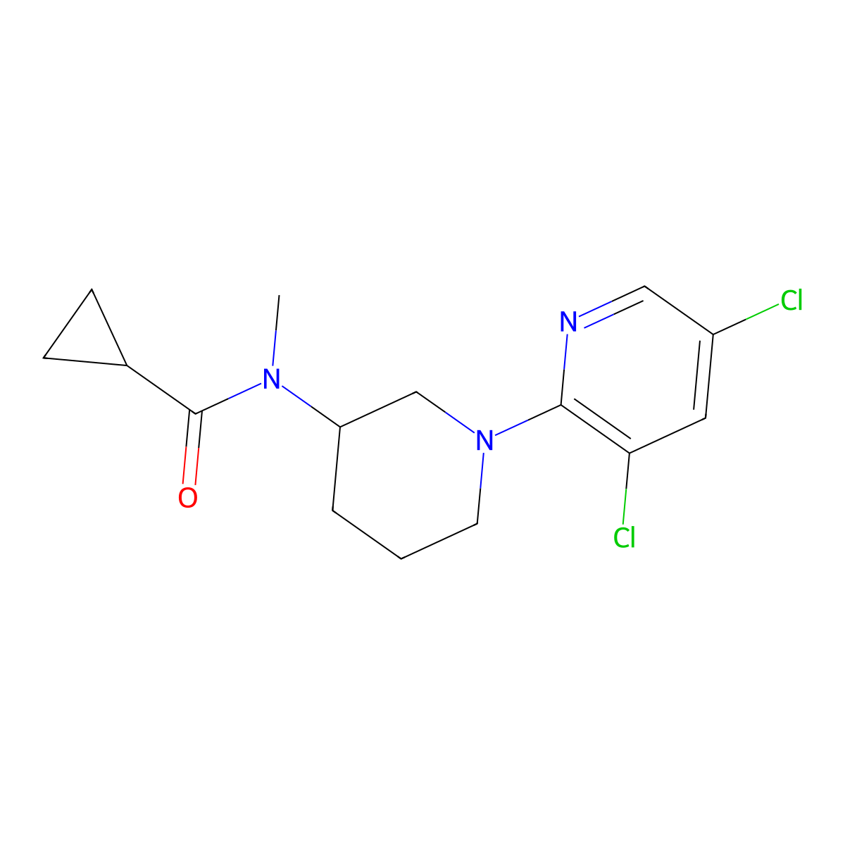N-[1-(3,5-dichloropyridin-2-yl)piperidin-3-yl]-N-methylcyclopropanecarboxamide molecular structure, CAS 2877663-59-5