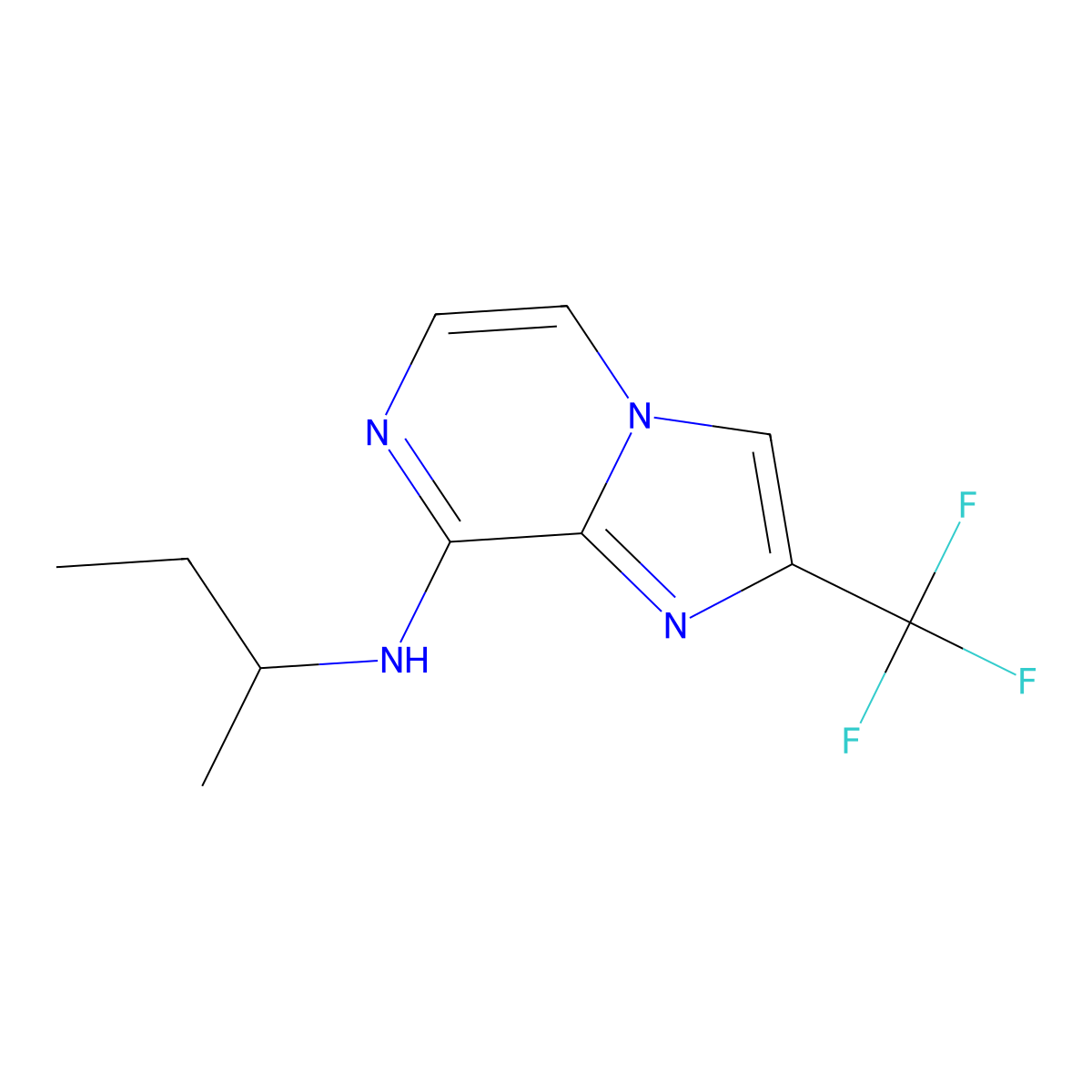 N-(butan-2-yl)-2-(trifluoromethyl)imidazo[1,2-a]pyrazin-8-amine molecular structure, CAS 2877663-61-9