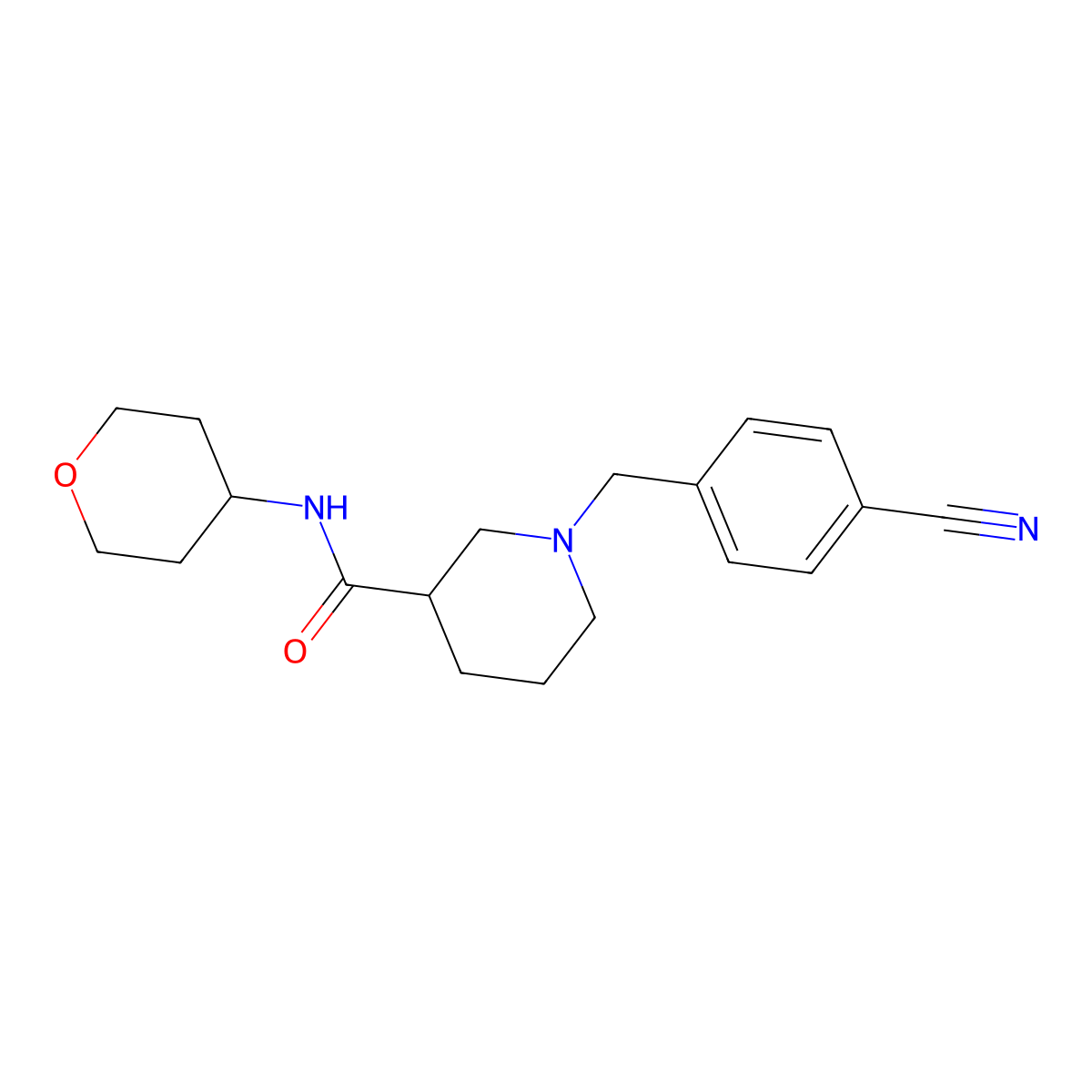 1-[(4-cyanophenyl)methyl]-N-(oxan-4-yl)piperidine-3-carboxamide molecular structure, CAS 2877663-74-4