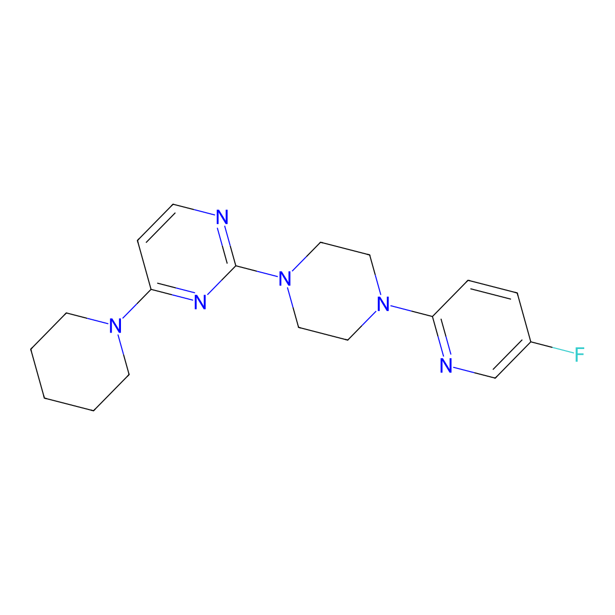 2-[4-(5-Fluoropyridin-2-yl)piperazin-1-yl]-4-(piperidin-1-yl)pyrimidine molecular structure, CAS 2877663-86-8