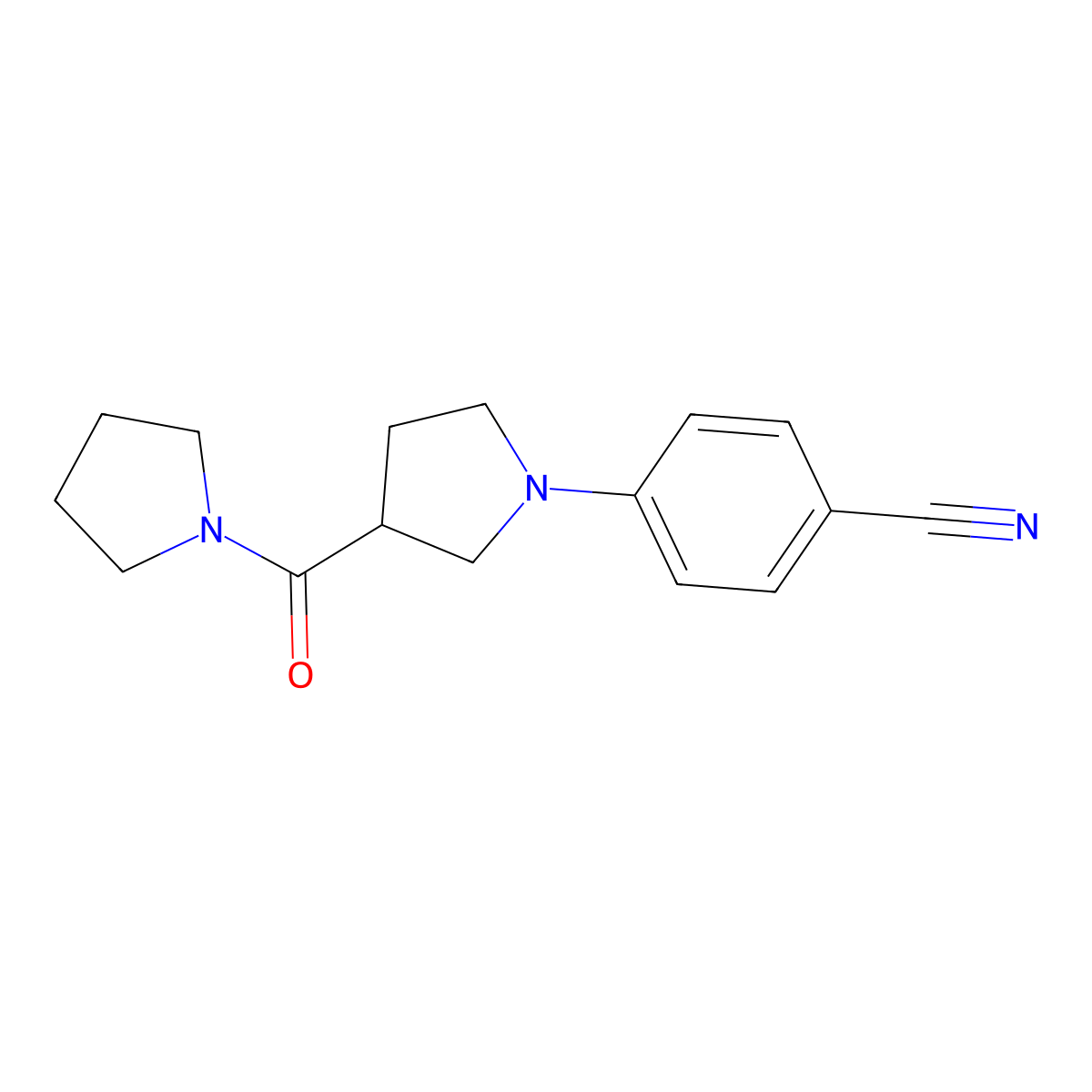 4-[3-(Pyrrolidine-1-carbonyl)pyrrolidin-1-yl]benzonitrile molecular structure, CAS 2877663-91-5