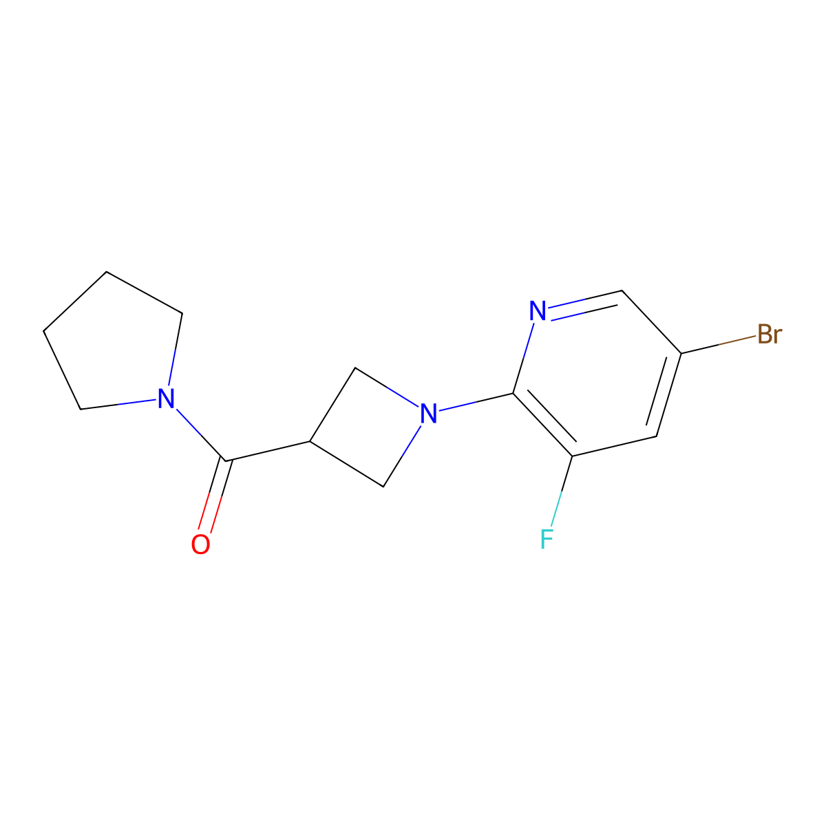 5-Bromo-3-fluoro-2-[3-(pyrrolidine-1-carbonyl)azetidin-1-yl]pyridine molecular structure, CAS 2877663-92-6