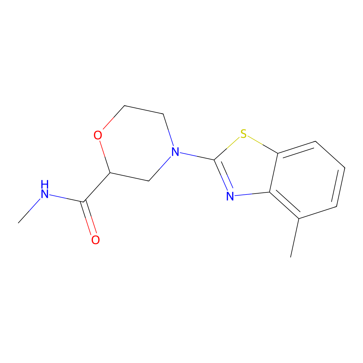 N-methyl-4-(4-methyl-1,3-benzothiazol-2-yl)morpholine-2-carboxamide molecular structure, CAS 2877663-94-8