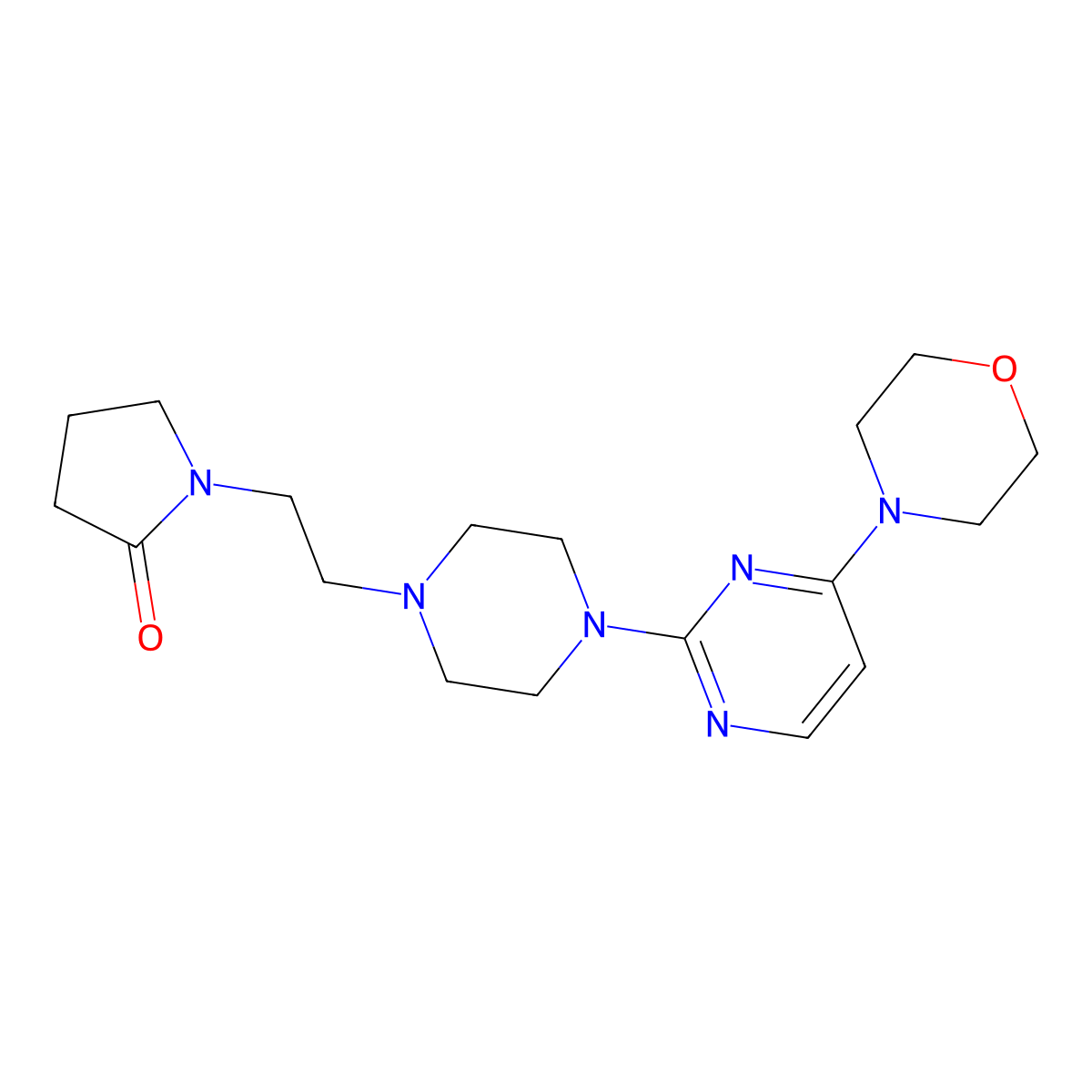 1-(2-{4-[4-(Morpholin-4-yl)pyrimidin-2-yl]piperazin-1-yl}ethyl)pyrrolidin-2-one molecular structure, CAS 2877663-99-3