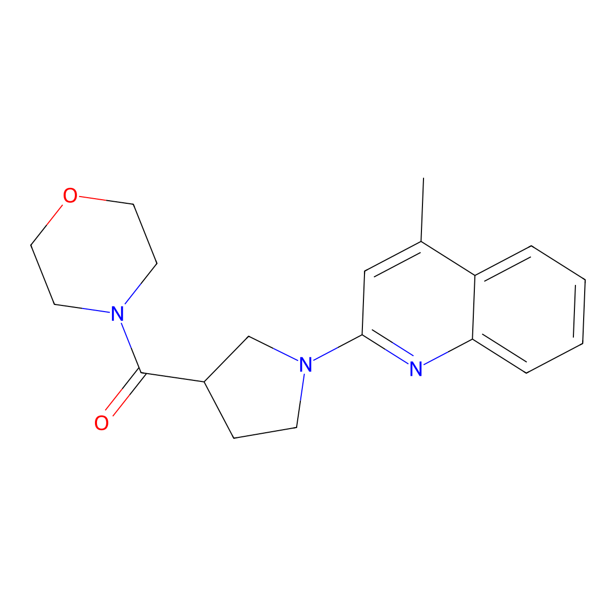 4-Methyl-2-[3-(morpholine-4-carbonyl)pyrrolidin-1-yl]quinoline molecular structure, CAS 2877664-03-2