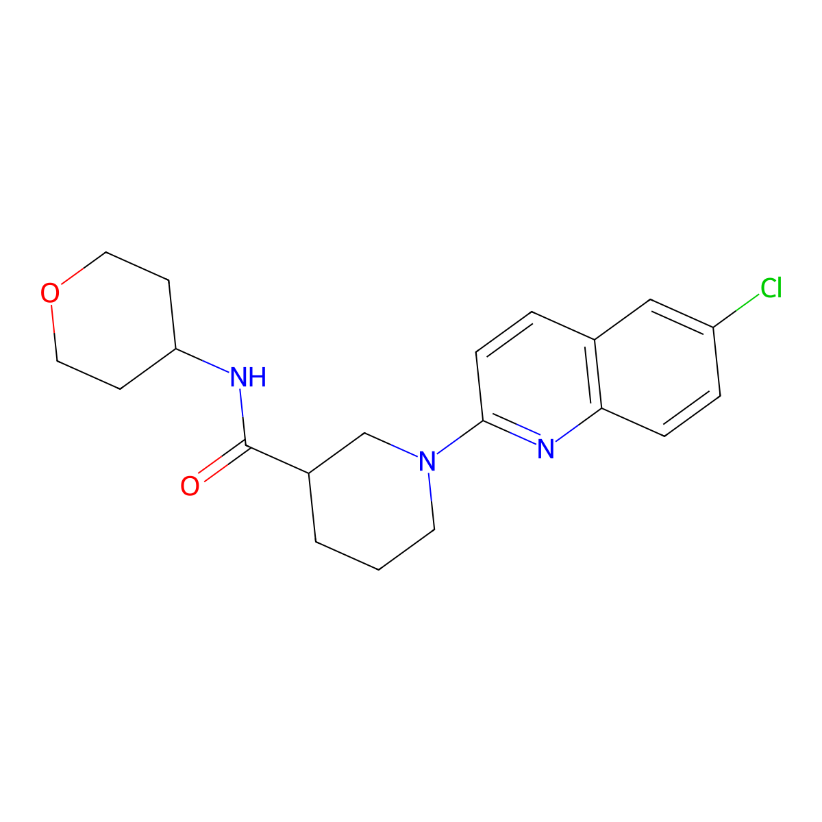 1-(6-chloroquinolin-2-yl)-N-(oxan-4-yl)piperidine-3-carboxamide molecular structure, CAS 2877664-05-4
