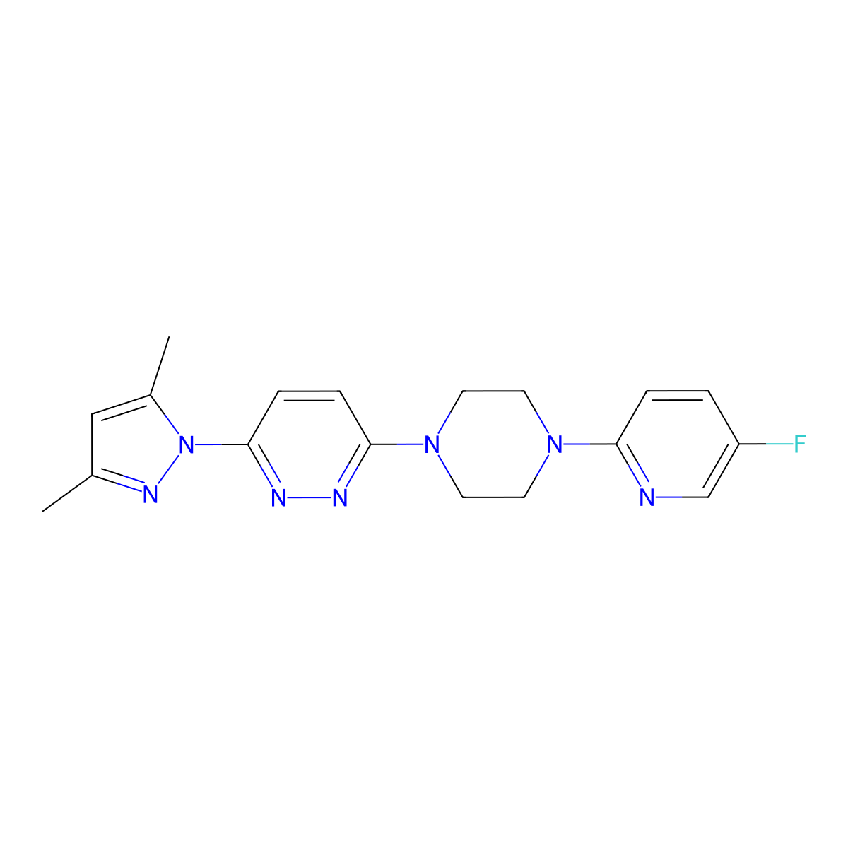 3-(3,5-dimethyl-1H-pyrazol-1-yl)-6-[4-(5-fluoropyridin-2-yl)piperazin-1-yl]pyridazine molecular structure, CAS 2877664-06-5