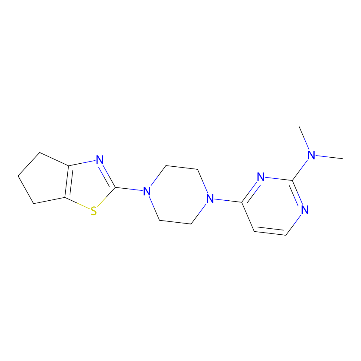 4-(4-{4H,5H,6H-cyclopenta[d][1,3]thiazol-2-yl}piperazin-1-yl)-N,N-dimethylpyrimidin-2-amine molecular structure, CAS 2877664-11-2