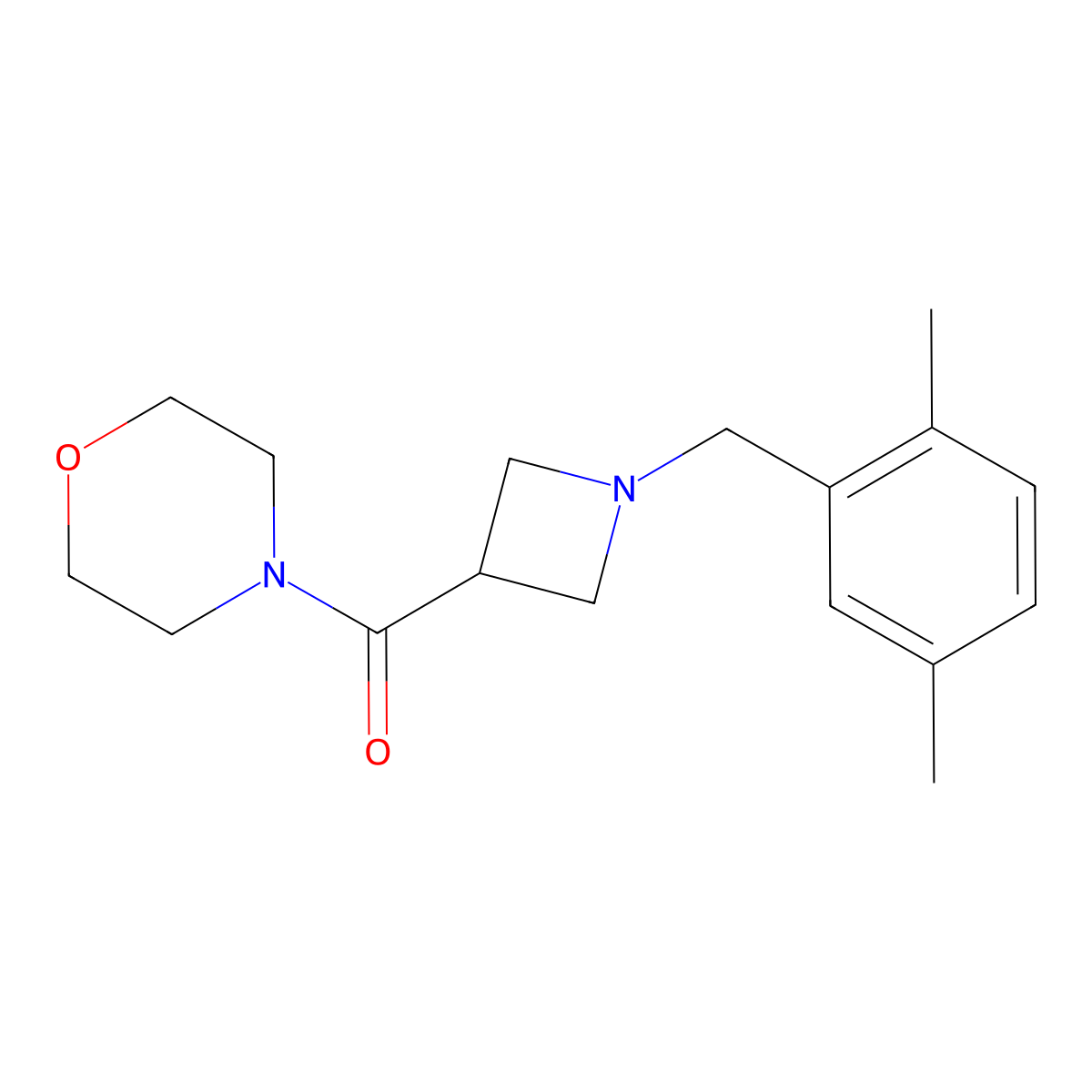 4-{1-[(2,5-Dimethylphenyl)methyl]azetidine-3-carbonyl}morpholine molecular structure, CAS 2877664-14-5