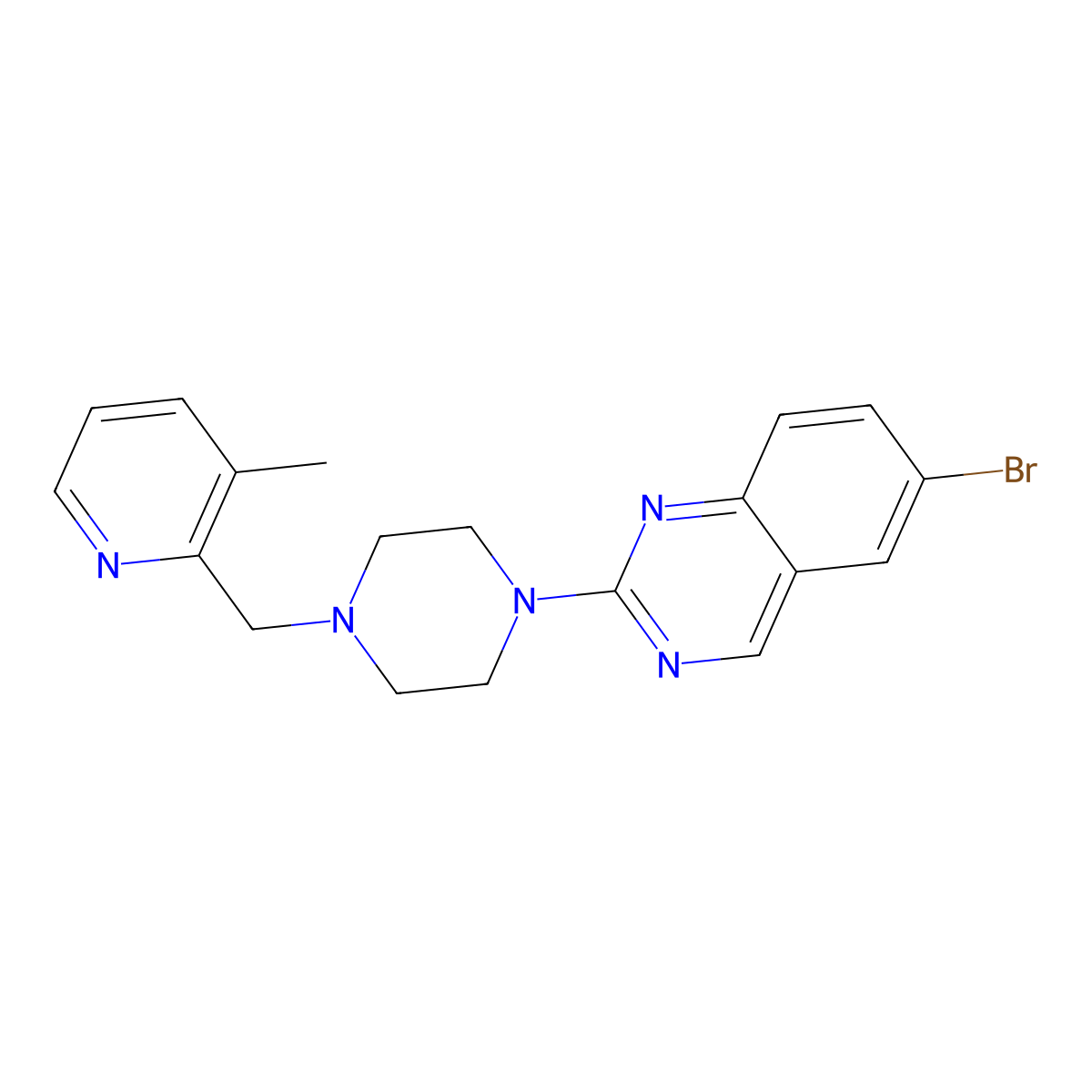 6-Bromo-2-{4-[(3-methylpyridin-2-yl)methyl]piperazin-1-yl}quinazoline molecular structure, CAS 2877664-24-7