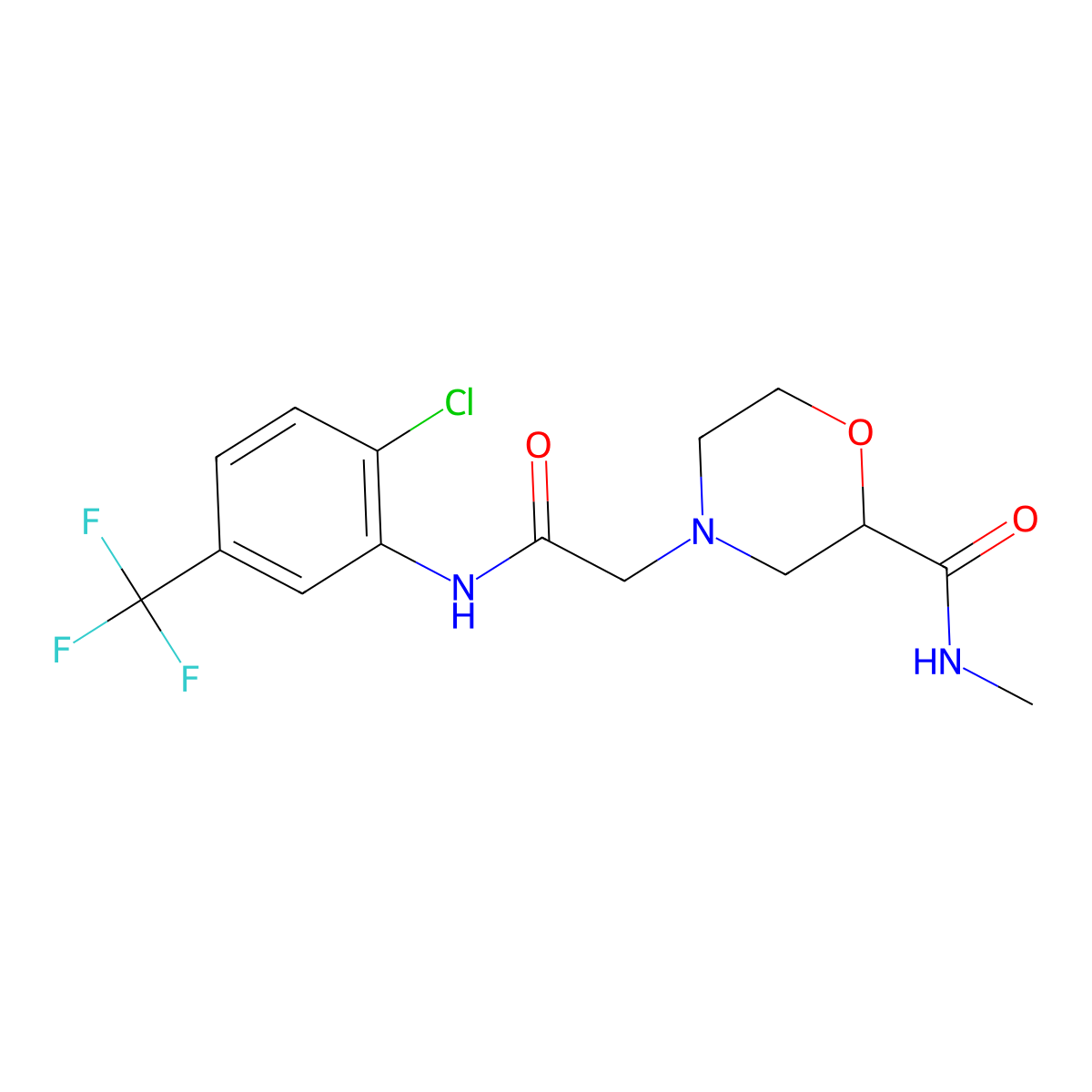 4-({[2-chloro-5-(trifluoromethyl)phenyl]carbamoyl}methyl)-N-methylmorpholine-2-carboxamide molecular structure, CAS 2877664-25-8