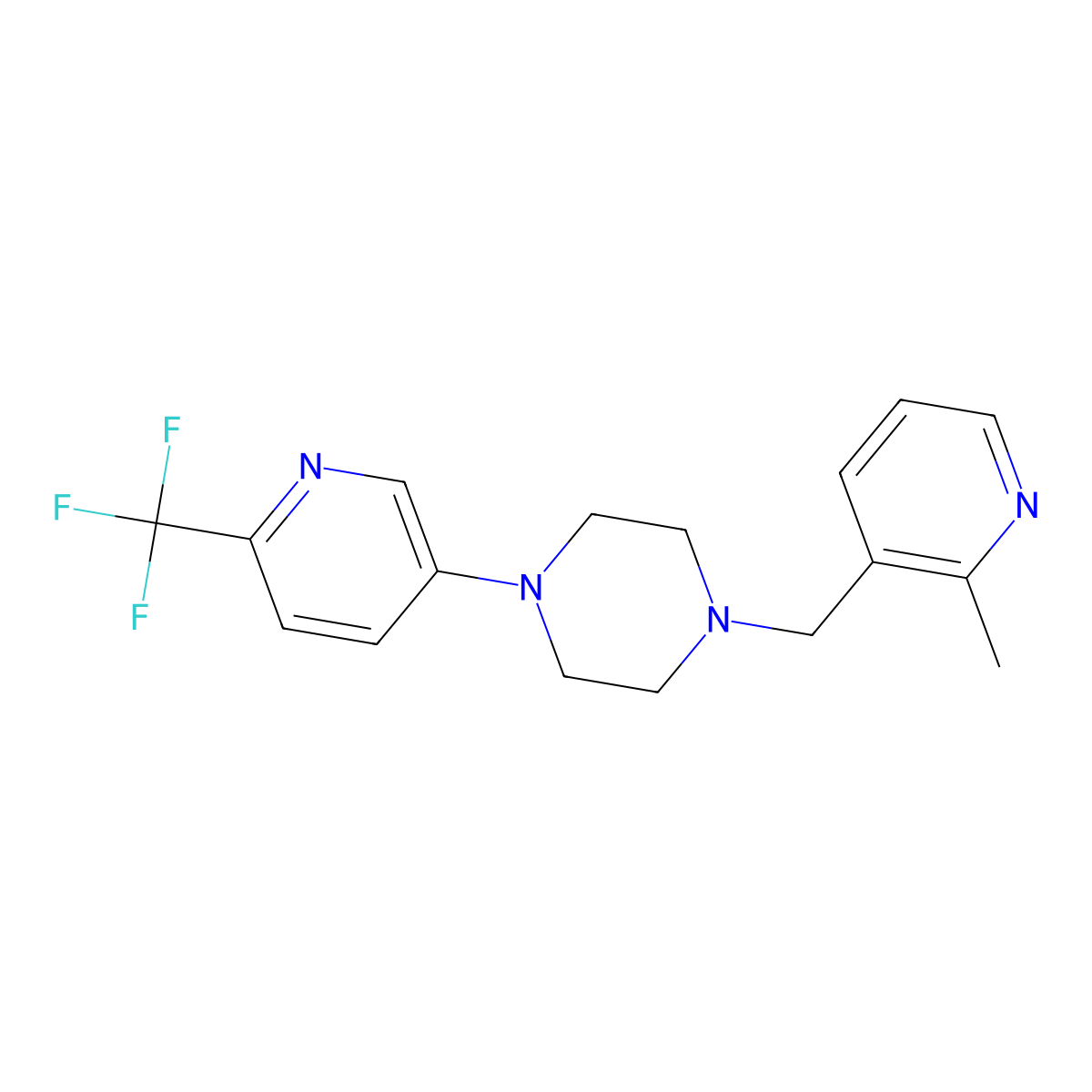 1-[(2-Methylpyridin-3-yl)methyl]-4-[6-(trifluoromethyl)pyridin-3-yl]piperazine molecular structure, CAS 2877664-27-0