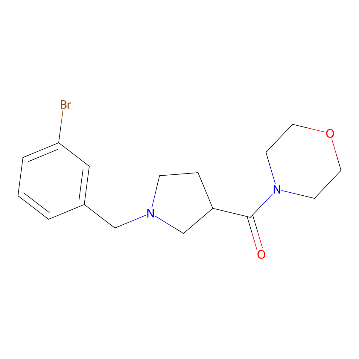 4-{1-[(3-Bromophenyl)methyl]pyrrolidine-3-carbonyl}morpholine molecular structure, CAS 2877664-29-2