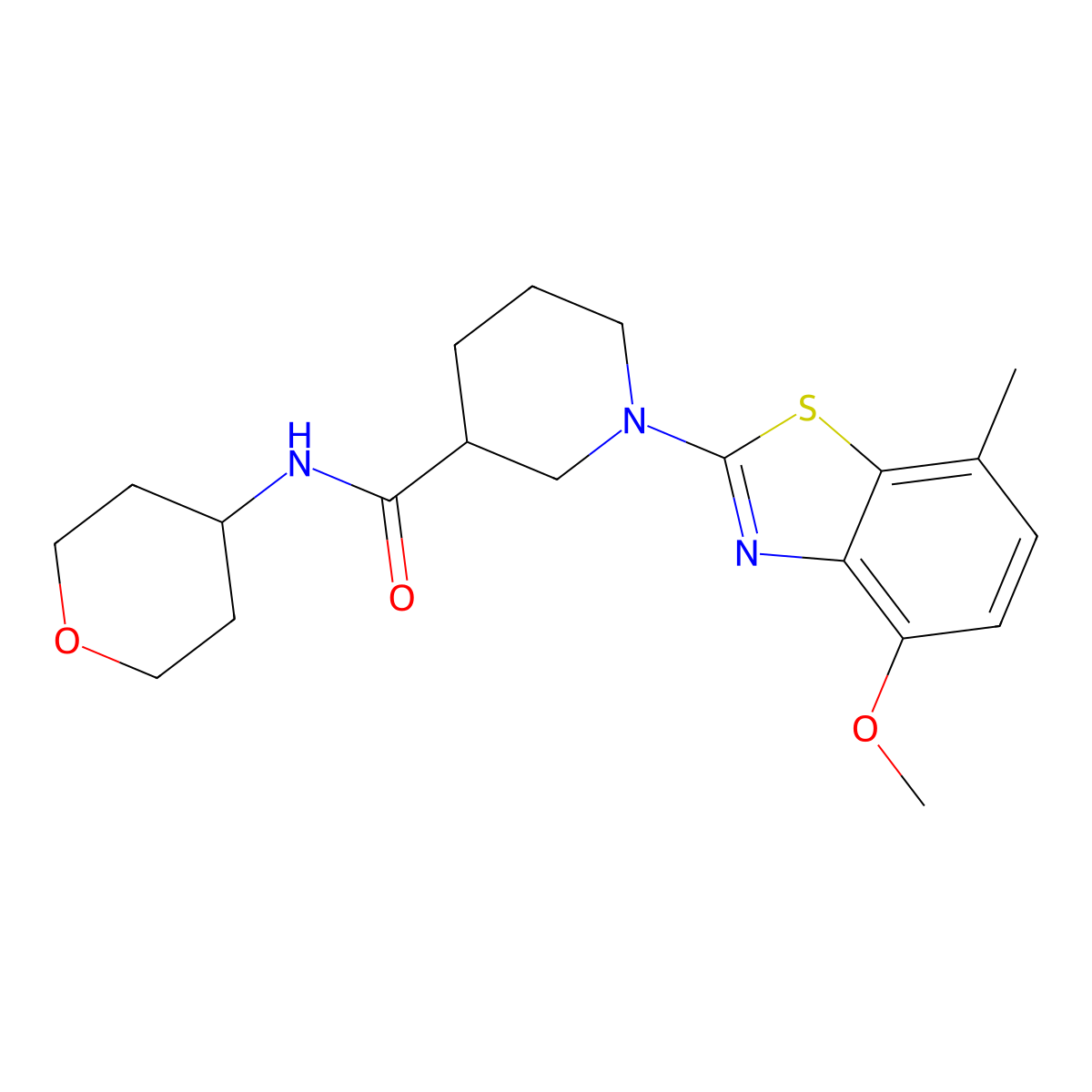 1-(4-methoxy-7-methyl-1,3-benzothiazol-2-yl)-N-(oxan-4-yl)piperidine-3-carboxamide molecular structure, CAS 2877664-31-6
