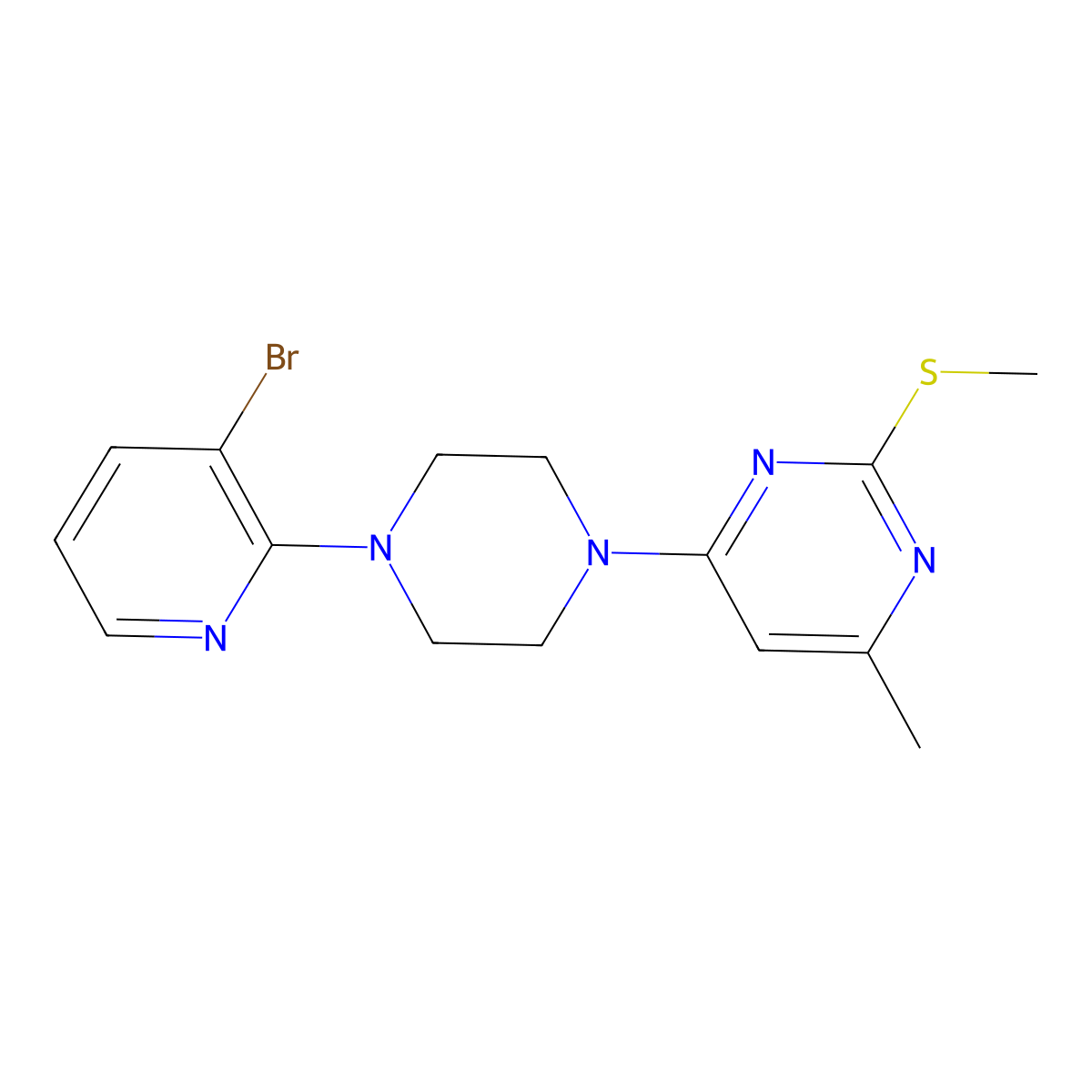 4-[4-(3-Bromopyridin-2-yl)piperazin-1-yl]-6-methyl-2-(methylsulfanyl)pyrimidine molecular structure, CAS 2877664-37-2