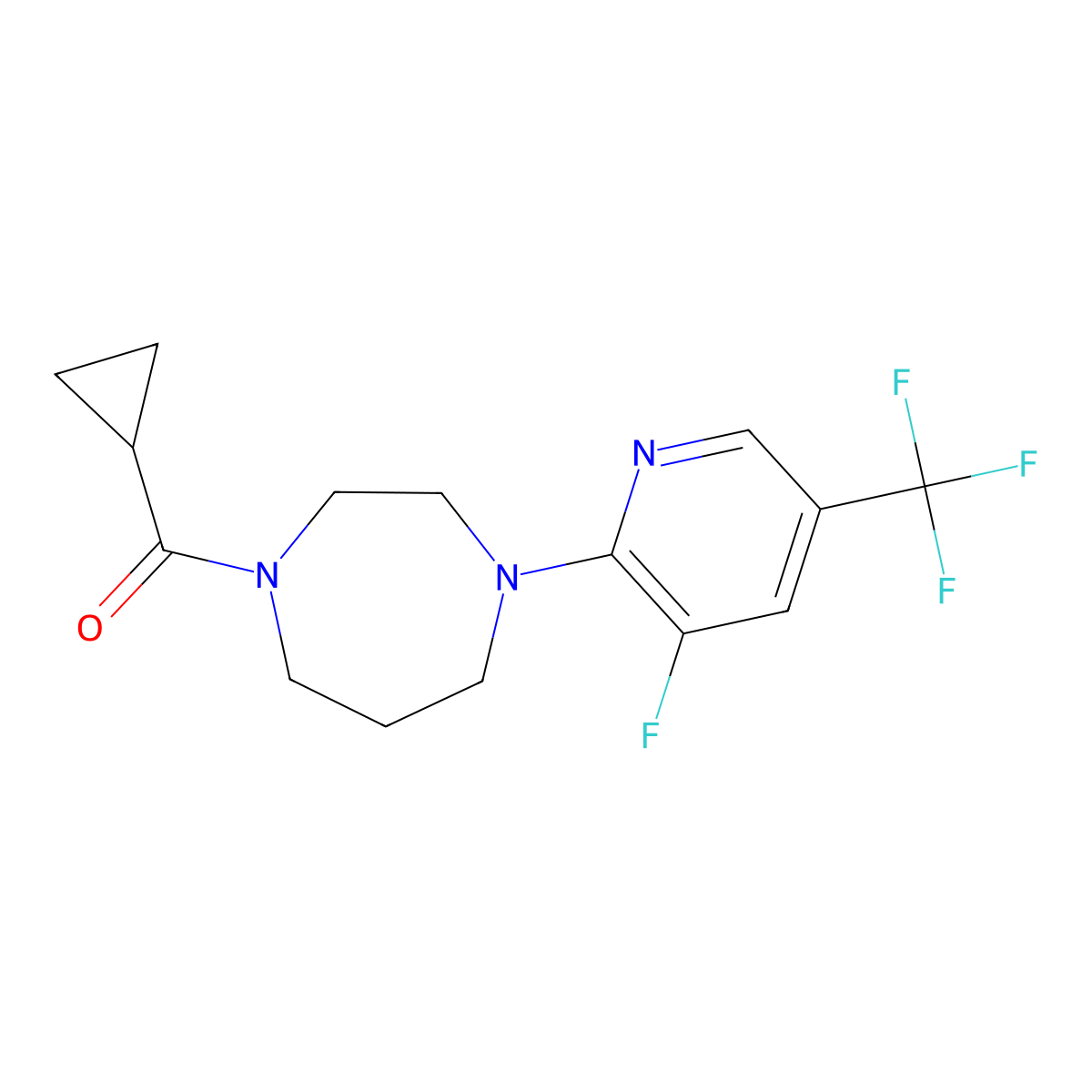 1-Cyclopropanecarbonyl-4-[3-fluoro-5-(trifluoromethyl)pyridin-2-yl]-1,4-diazepane molecular structure, CAS 2877664-46-3