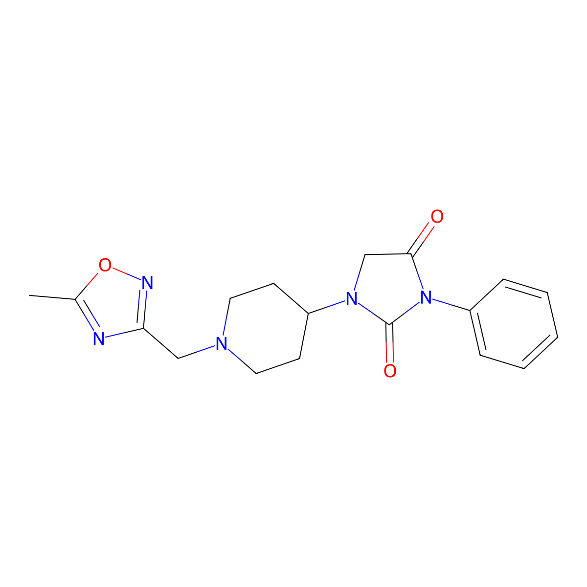 1-{1-[(5-Methyl-1,2,4-oxadiazol-3-yl)methyl]piperidin-4-yl}-3-phenylimidazolidine-2,4-dione molecular structure, CAS 2877664-47-4