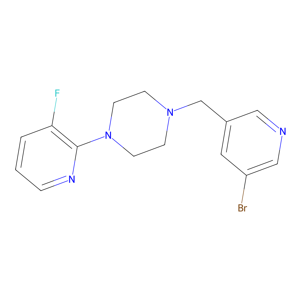 1-[(5-Bromopyridin-3-yl)methyl]-4-(3-fluoropyridin-2-yl)piperazine molecular structure, CAS 2877664-54-3