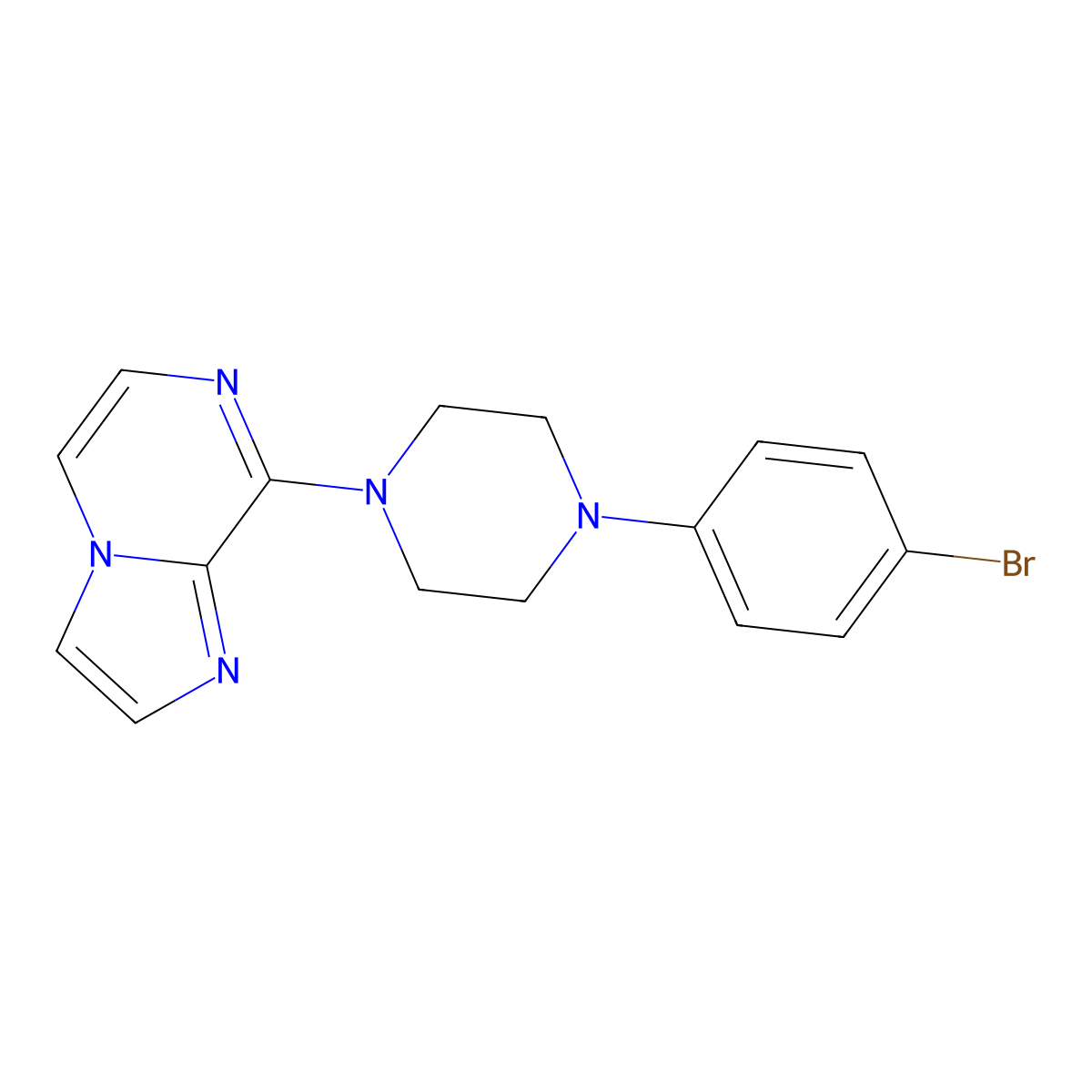 1-(4-Bromophenyl)-4-{imidazo[1,2-a]pyrazin-8-yl}piperazine molecular structure, CAS 2877664-60-1