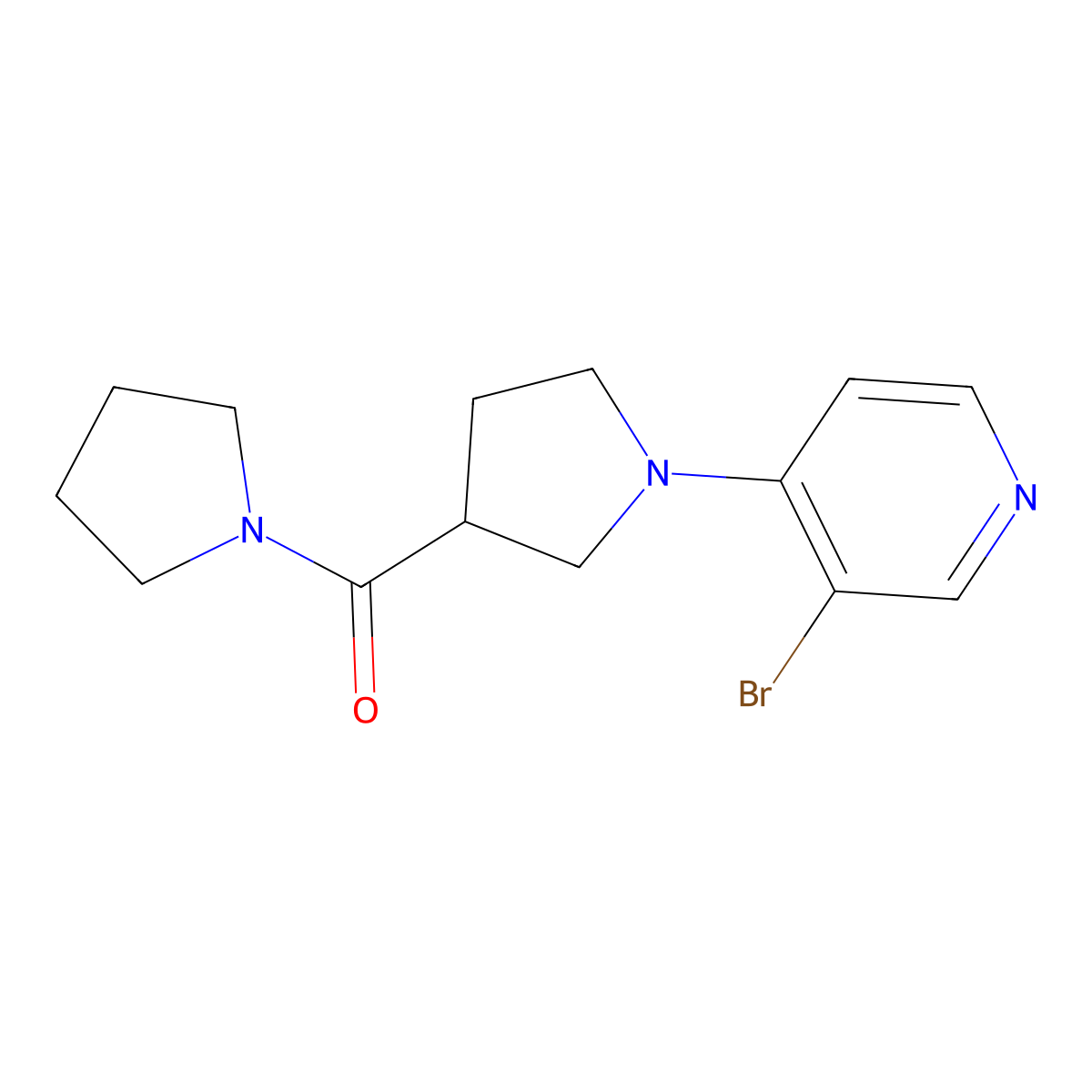 3-Bromo-4-[3-(pyrrolidine-1-carbonyl)pyrrolidin-1-yl]pyridine molecular structure, CAS 2877664-61-2